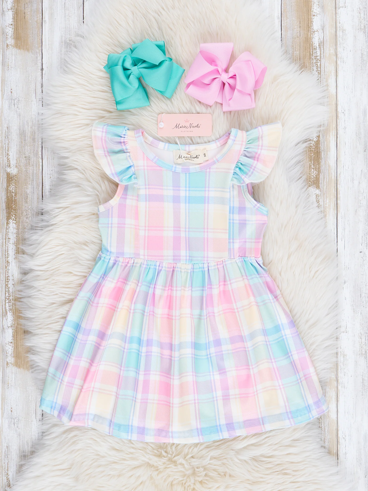 Pastel Plaid Ruffle Dress