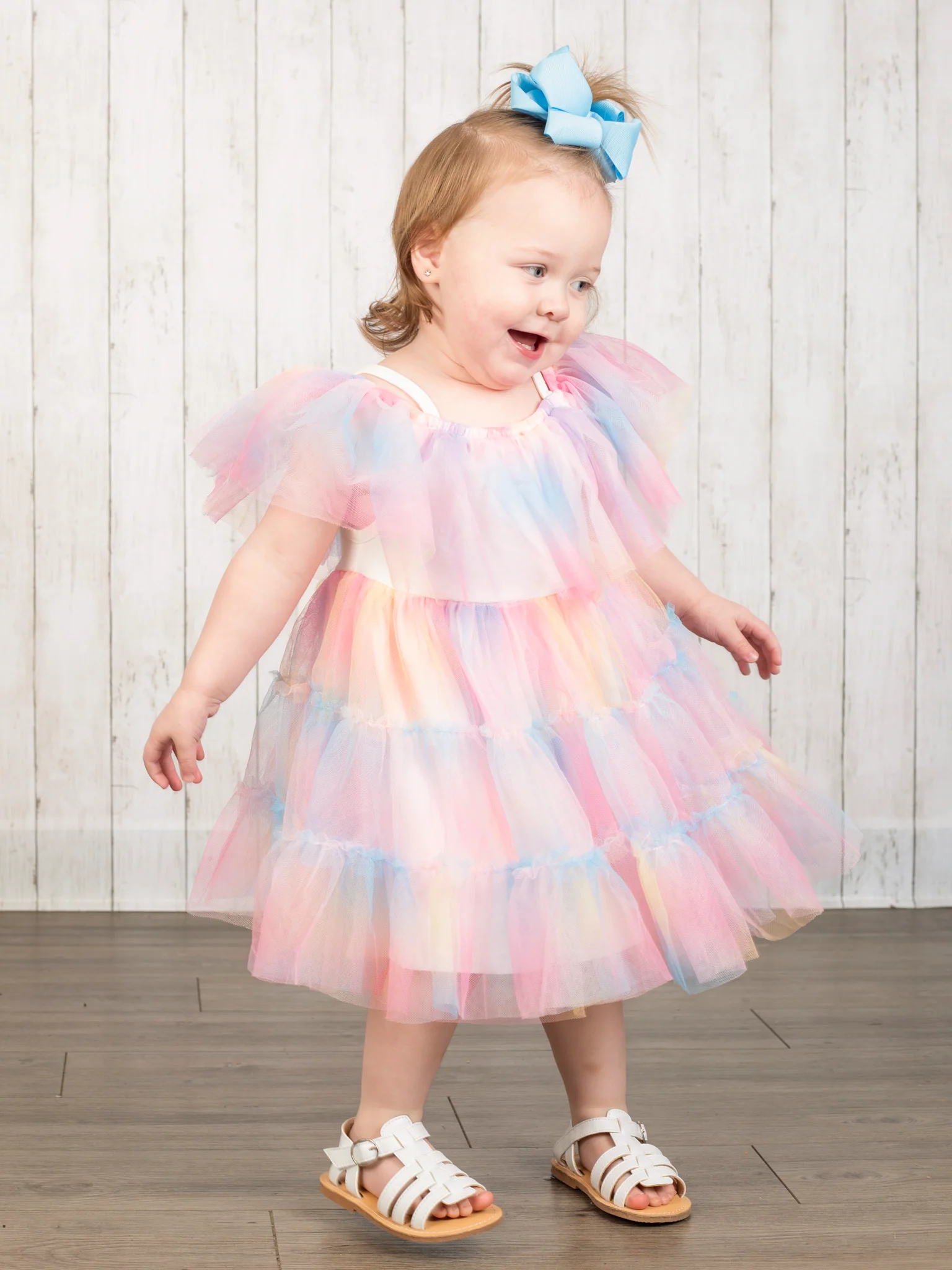Pastel Rainbow Tiered Tulle Dress
