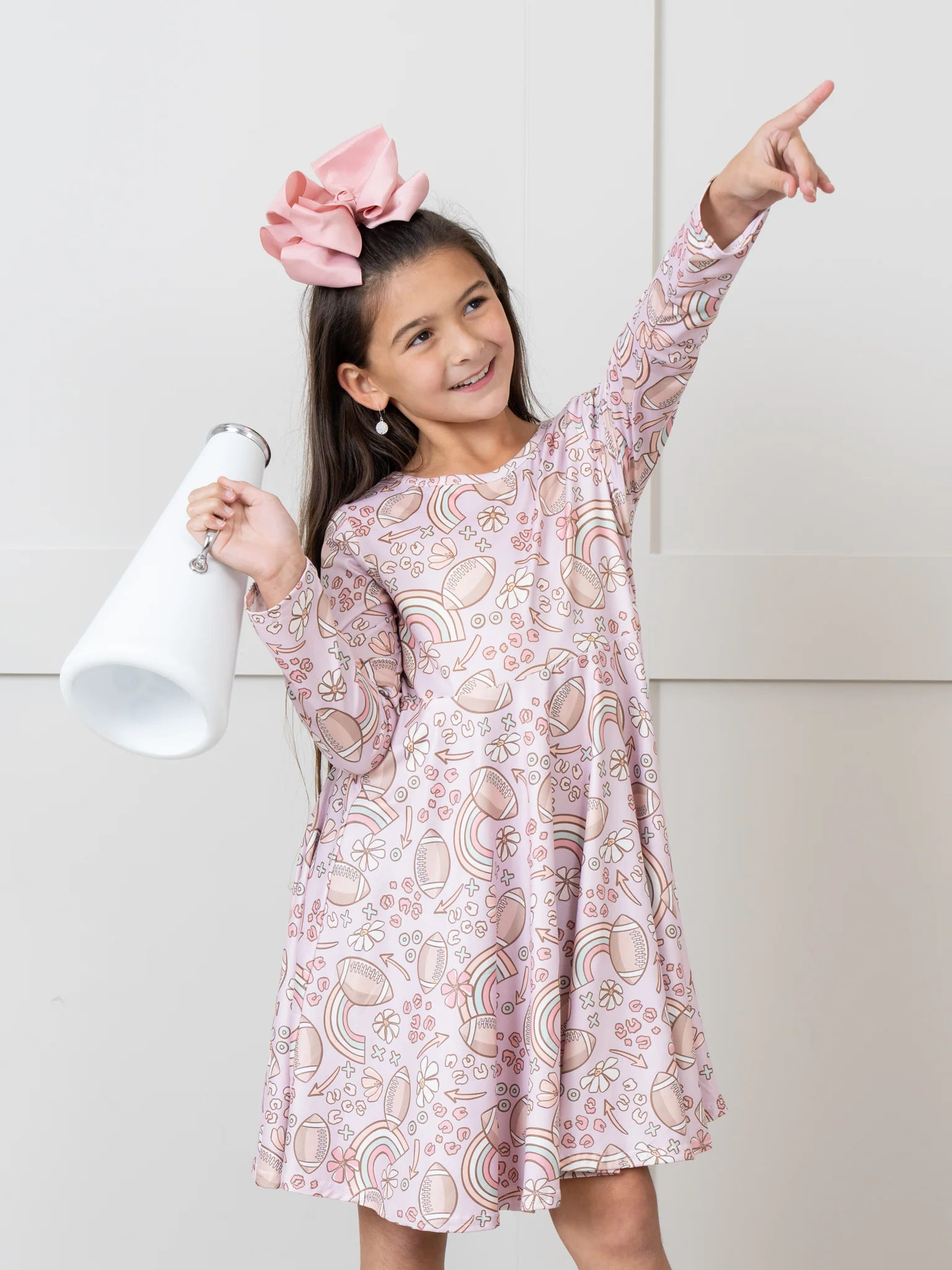 Pastel Rainbows & Football Swing Dress - Image 3