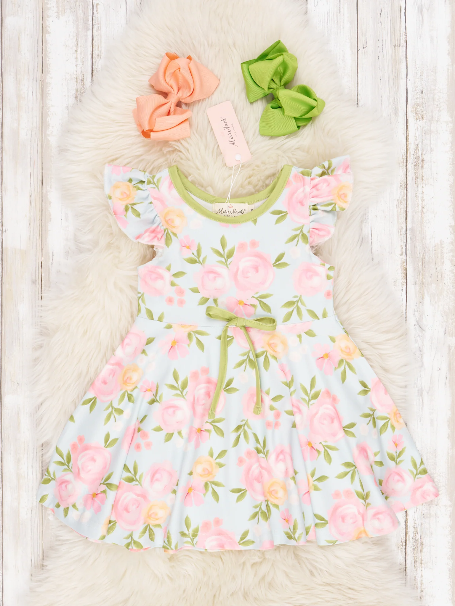 Pastel Roses Ruffle Tank Dress