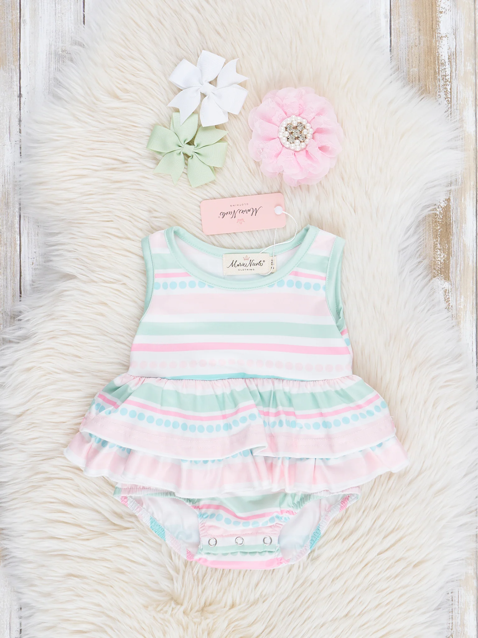 Pastel Stripes Ruffle Bubble Romper