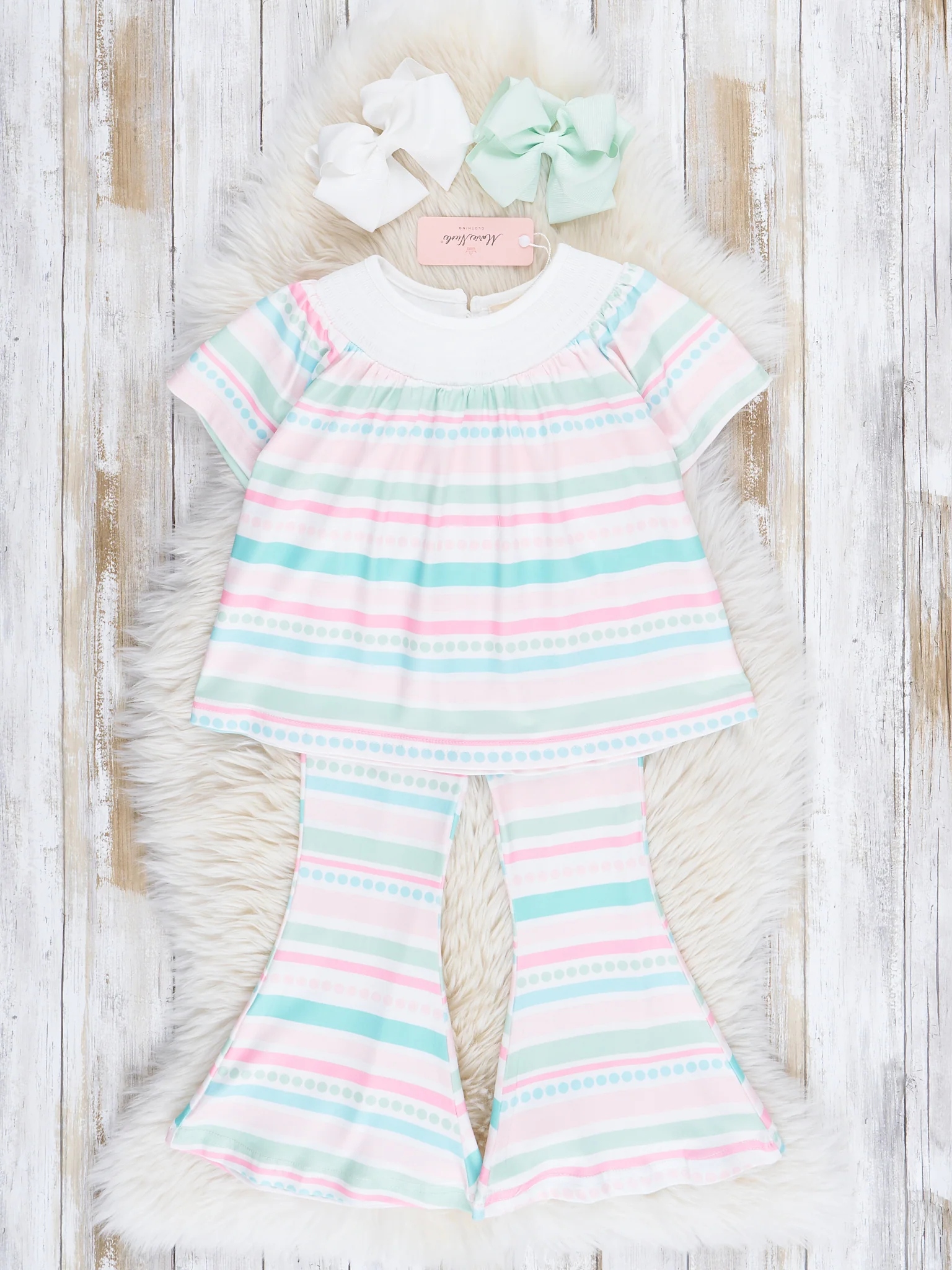 Pastel Stripes Smocked Outfit