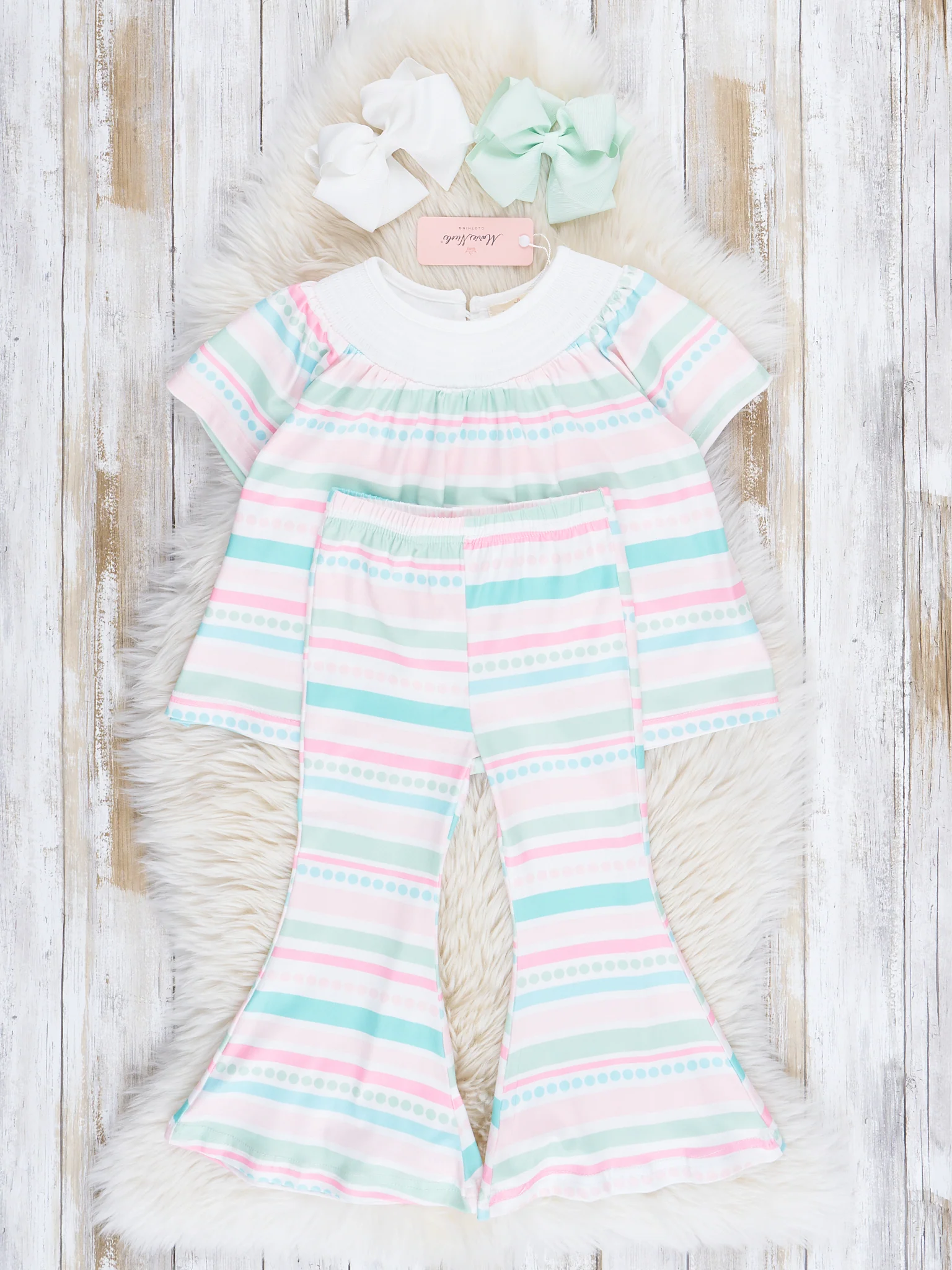 Pastel Stripes Smocked Outfit - Image 2