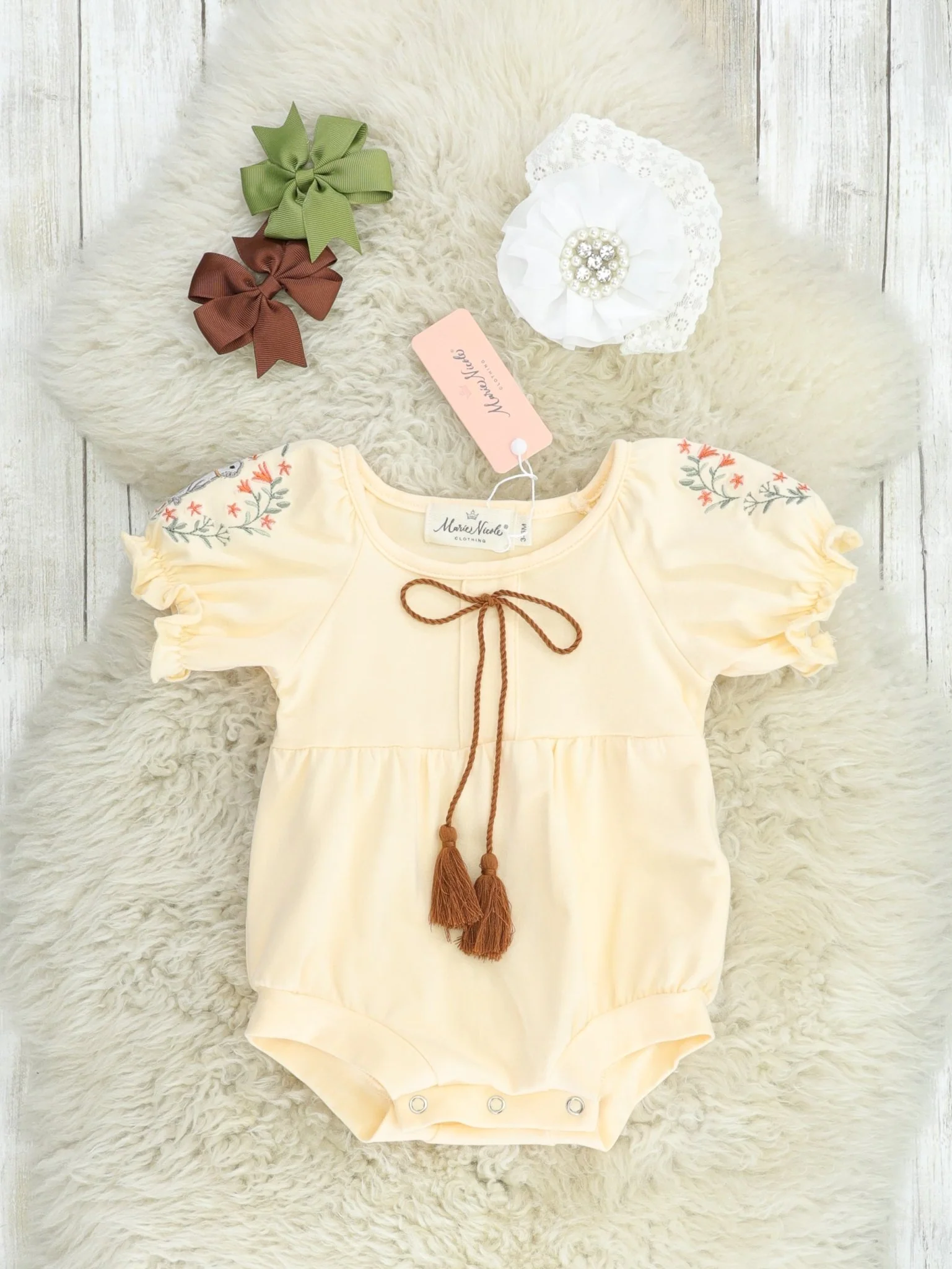 Pastel Yellow Floral Tie Romper
