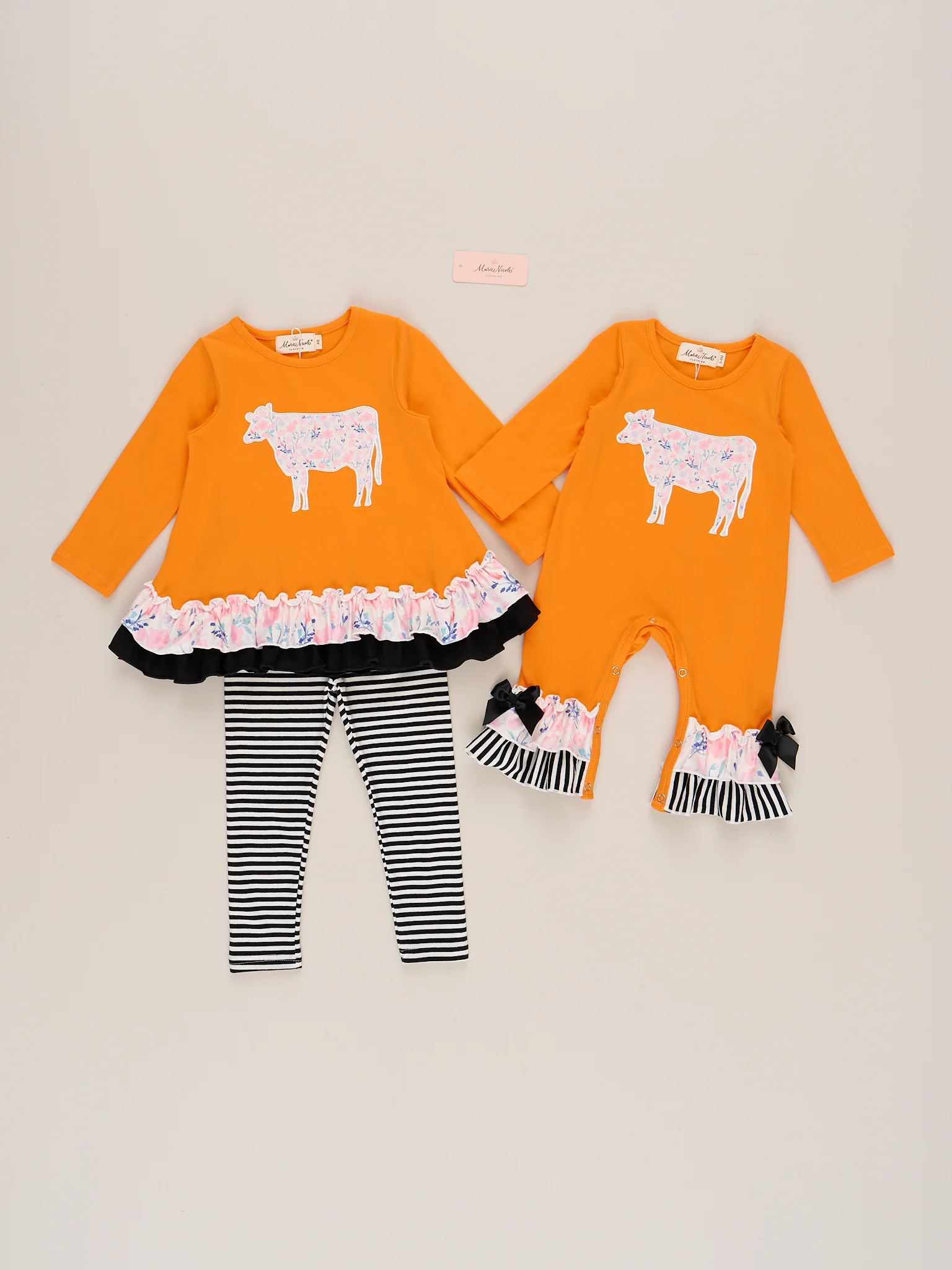 Pasture Pal Embroidered Ruffle Cow Romper - Image 3