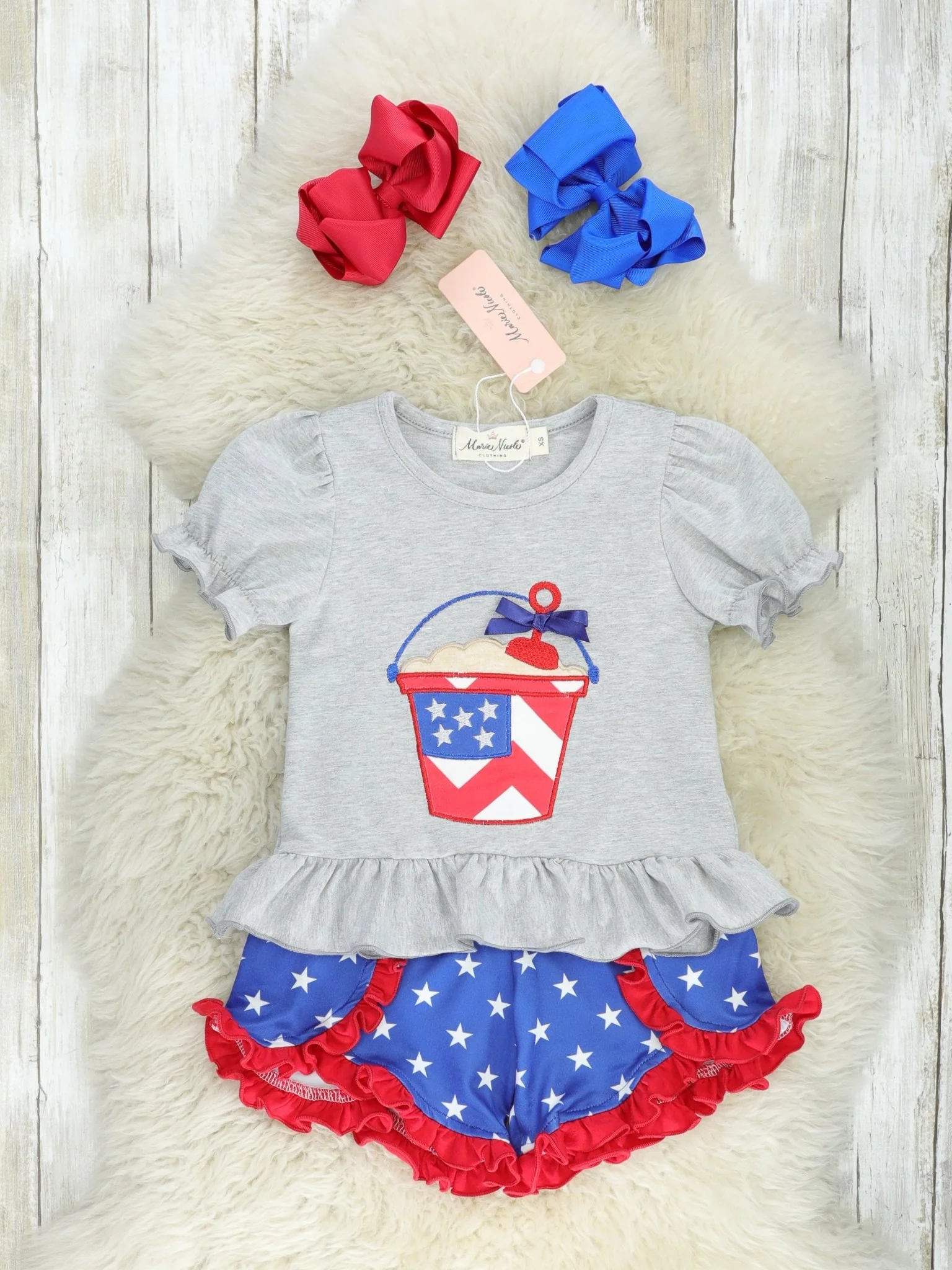 Patriotic Beach Bucket Ruffle Outfit