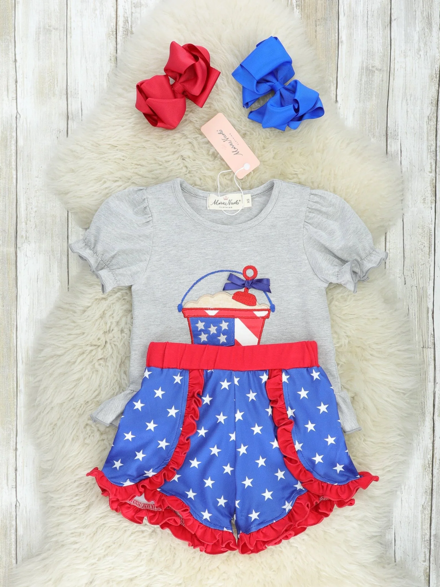 Patriotic Beach Bucket Ruffle Outfit - Image 2