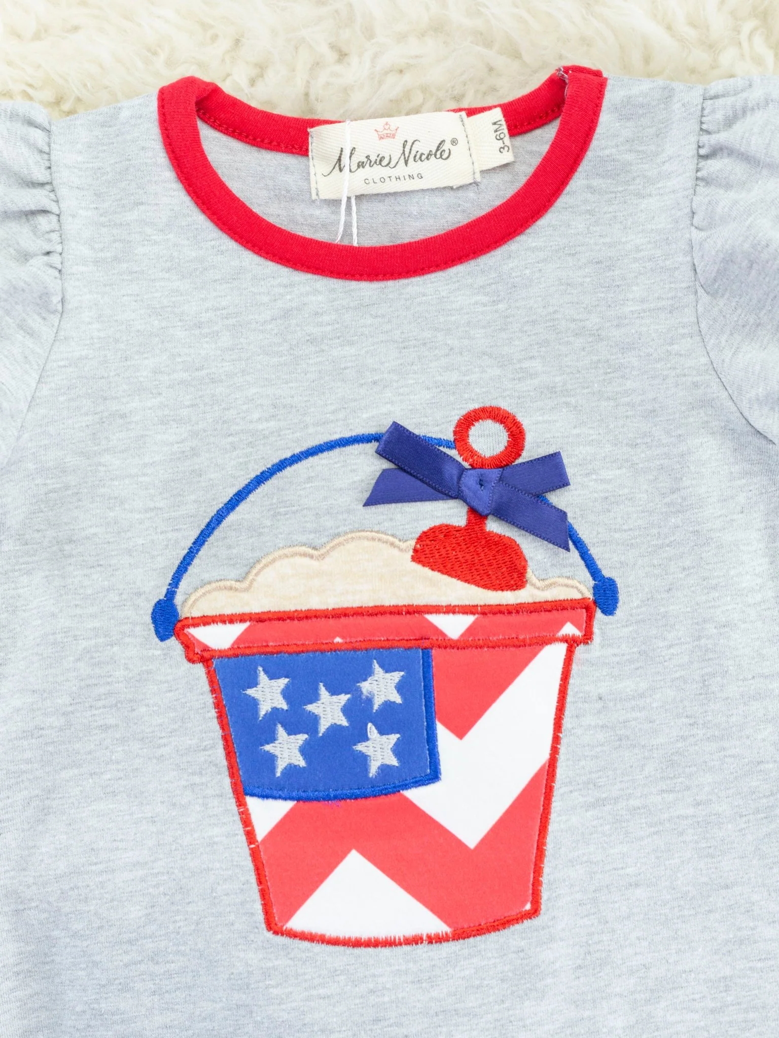 Patriotic Beach Bucket Ruffle Romper - Image 2