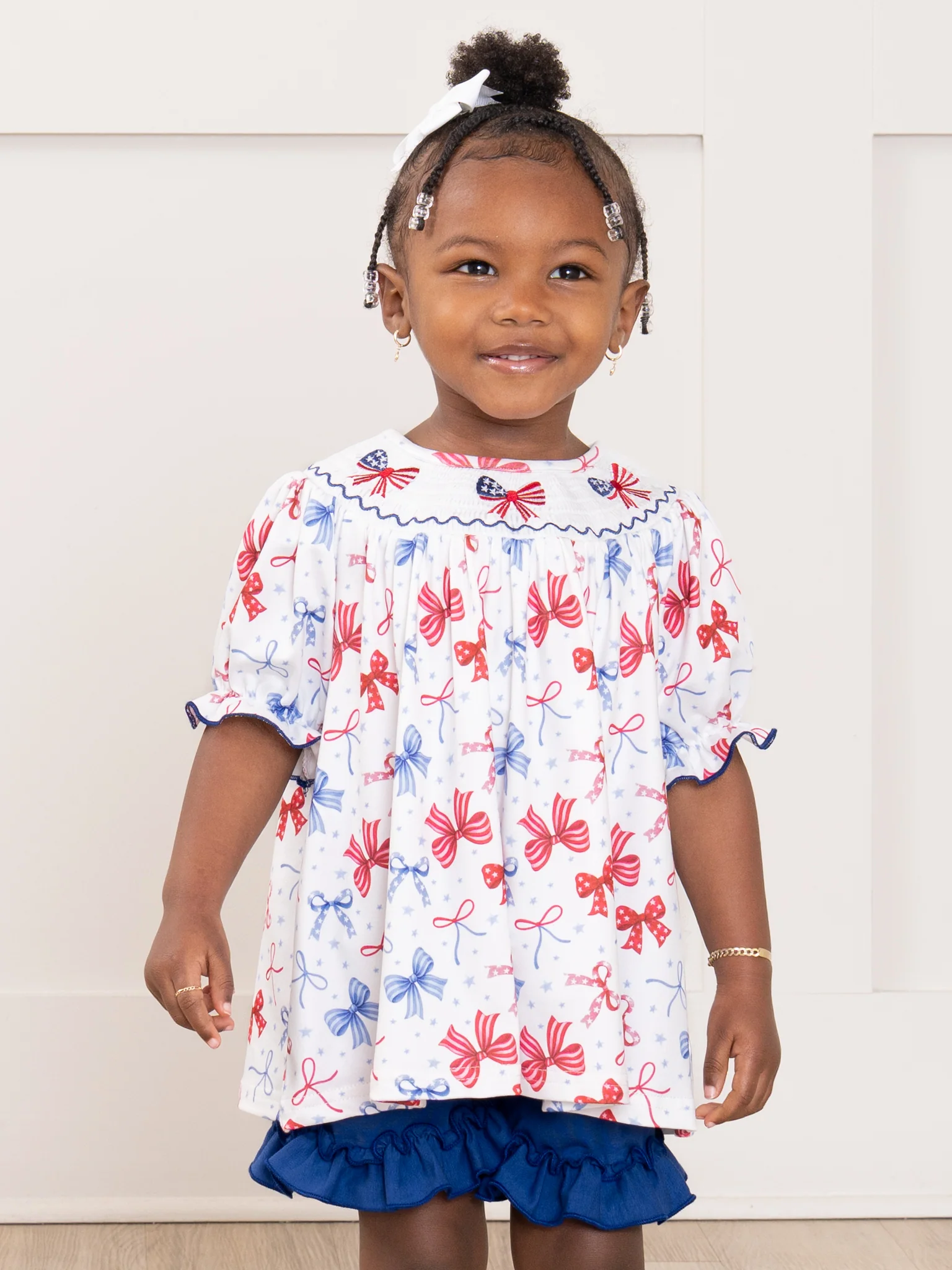 Patriotic Bow Delight Embroidered Outfit