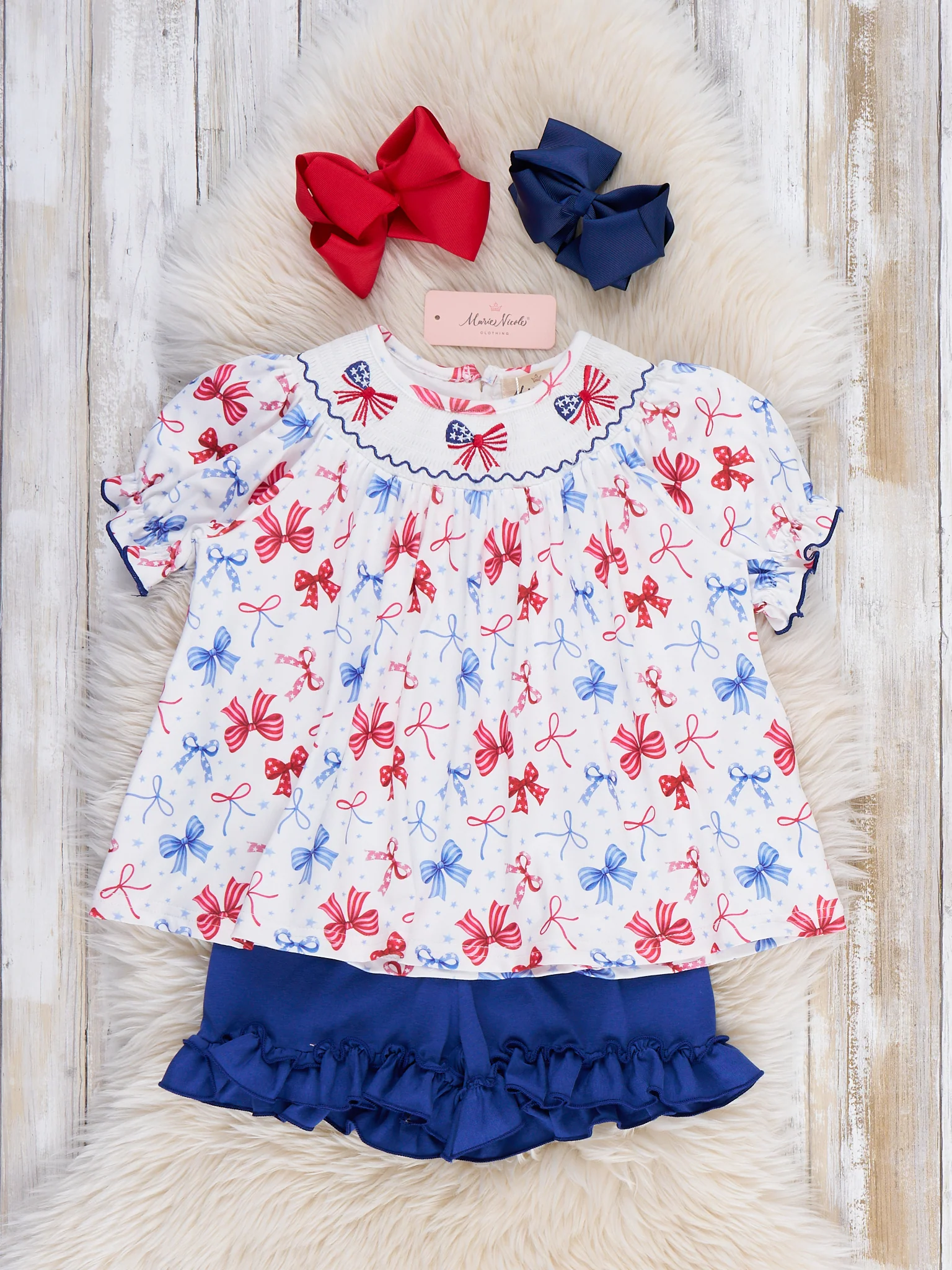 Patriotic Bow Delight Embroidered Outfit - Image 2