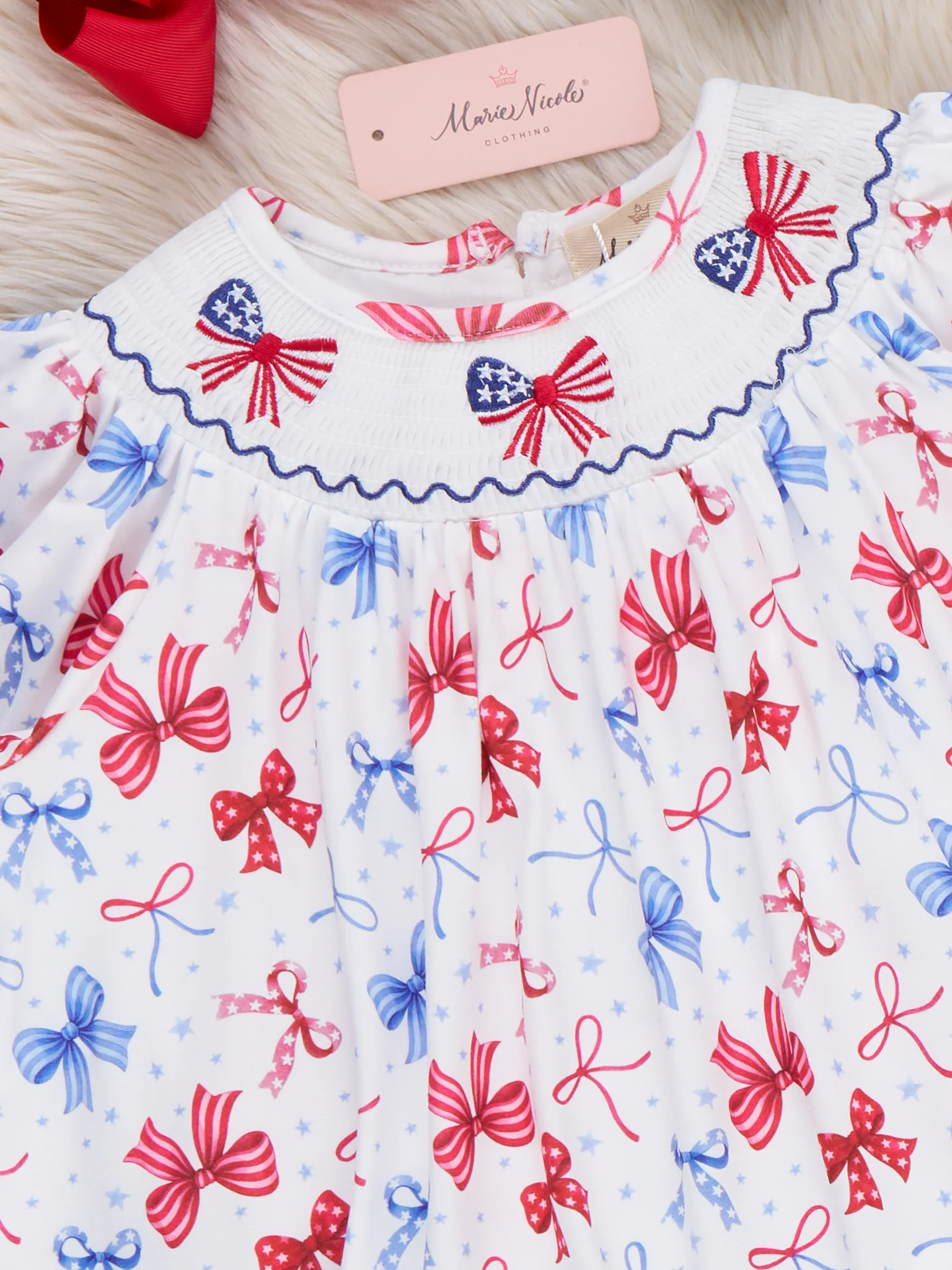 Patriotic Bow Delight Embroidered Outfit - Image 3