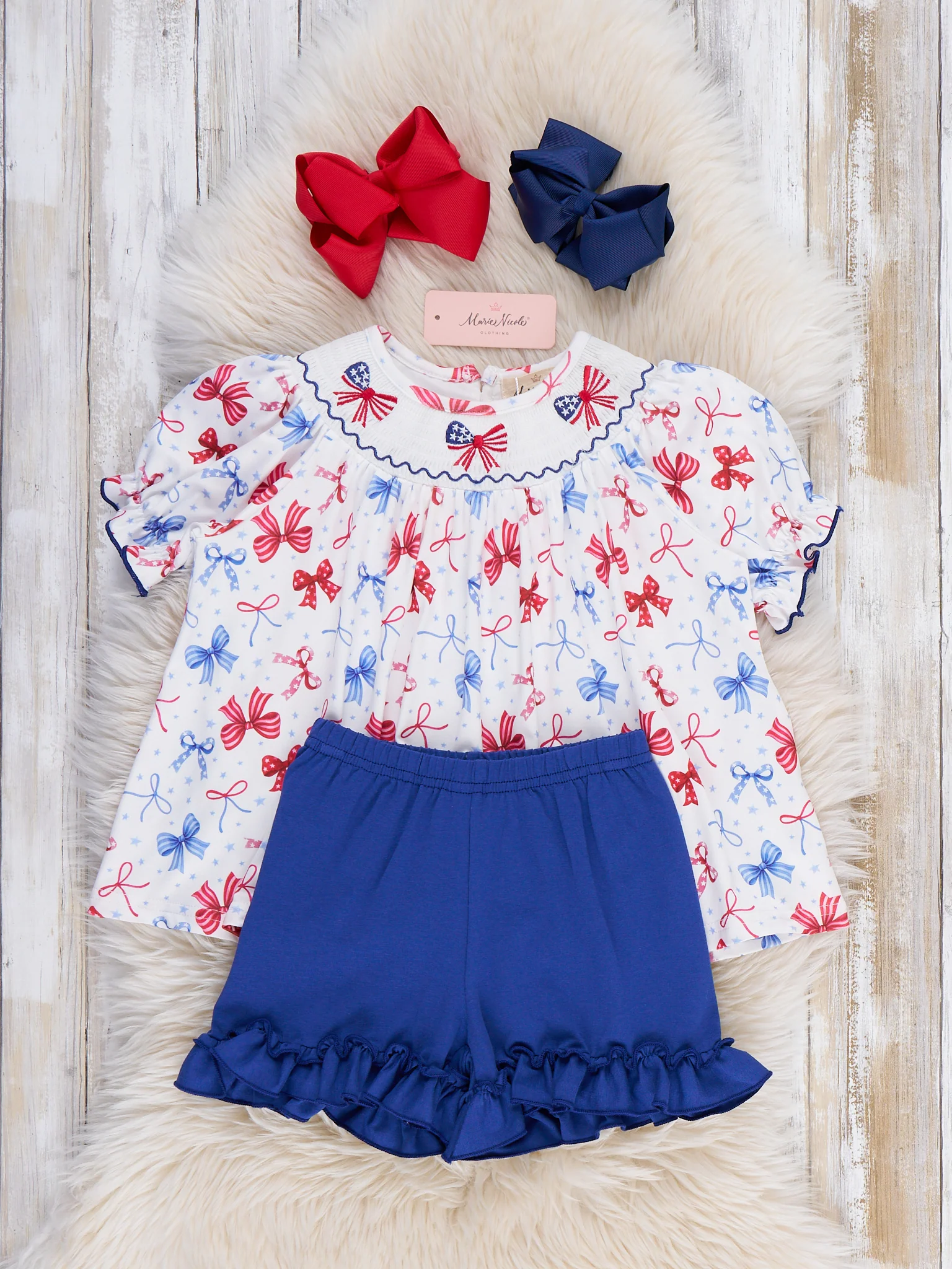 Patriotic Bow Delight Embroidered Outfit - Image 4