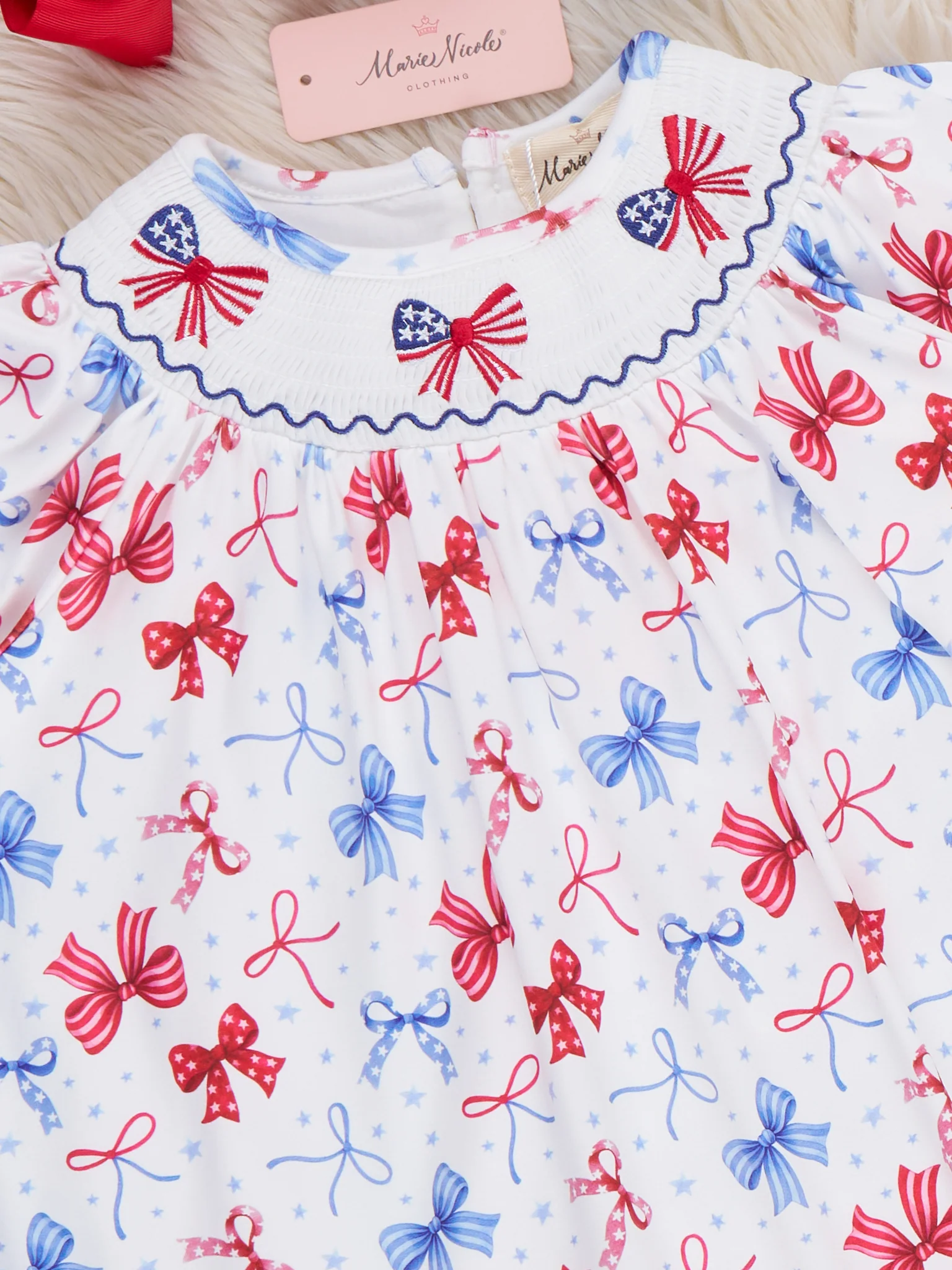 Patriotic Bow Delight Smocked Dress - Image 2