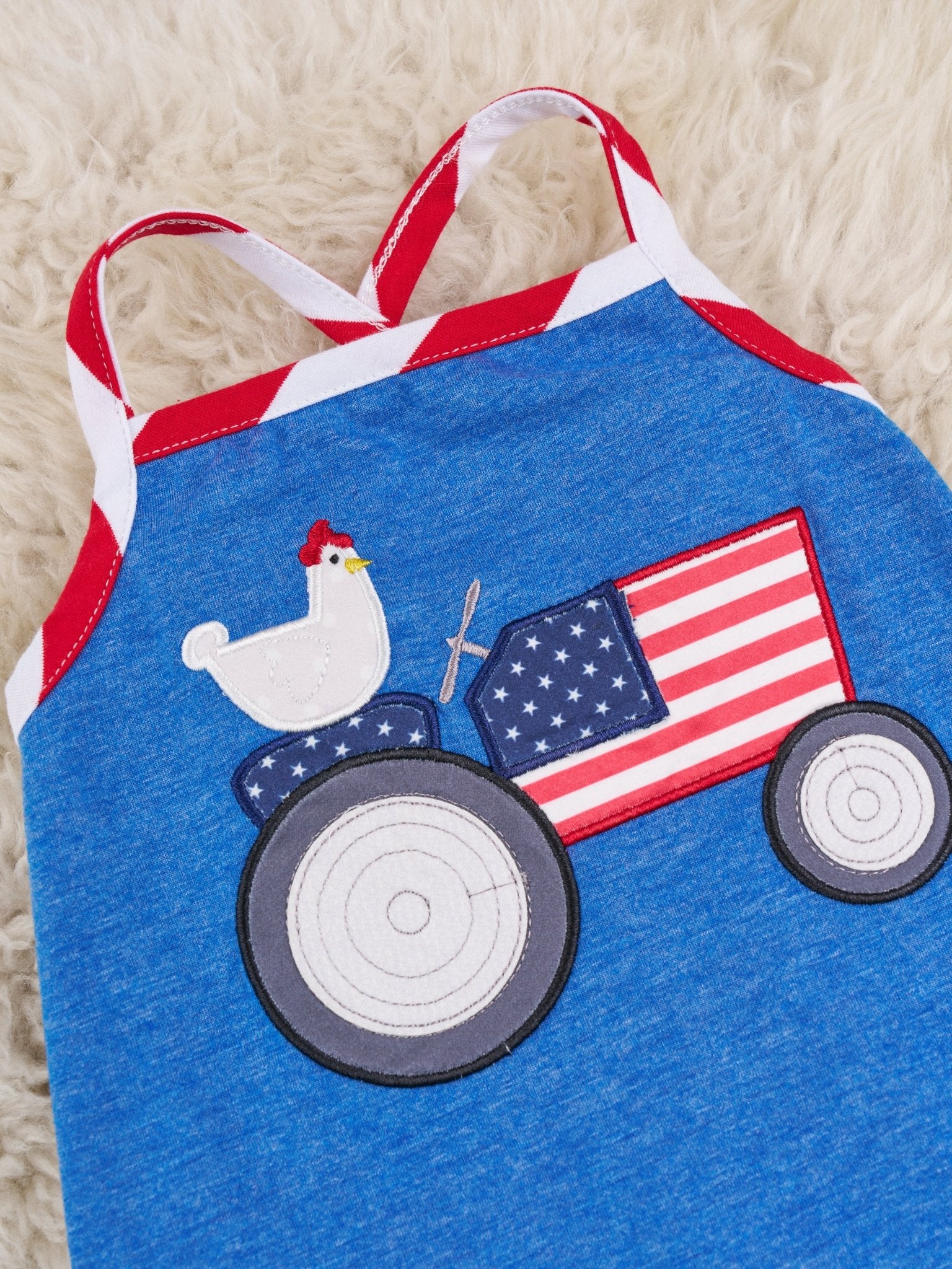Patriotic Chicken Tractor Ruffle Romper - Image 3