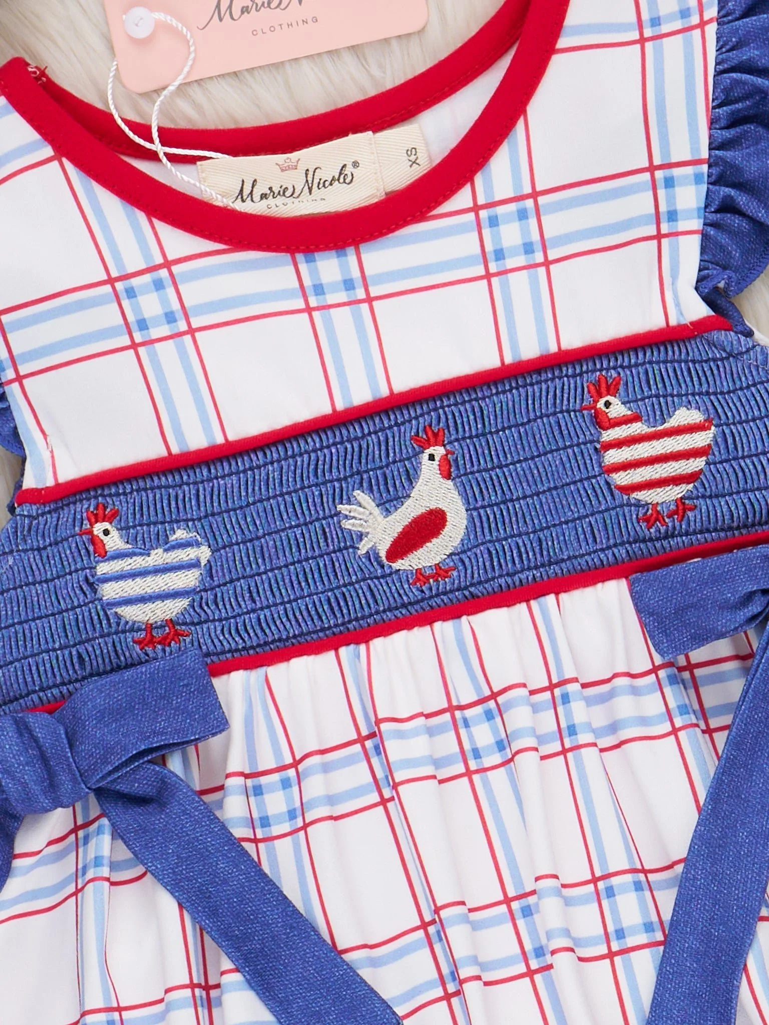 Patriotic Chickens Smocked Ruffle Outfit - Image 3