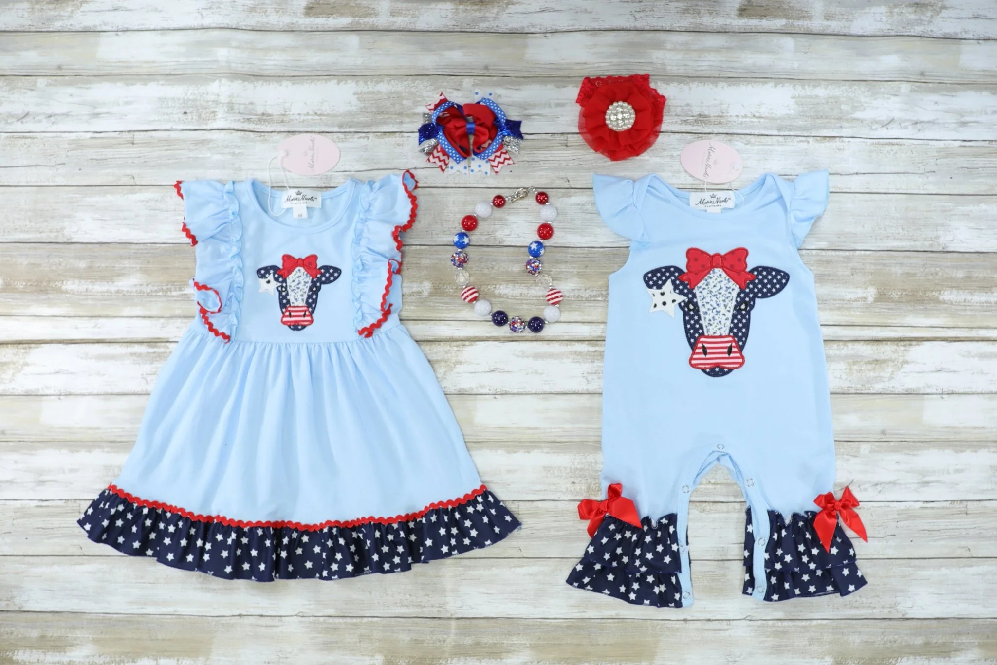 Patriotic Cow Ruffle Dress - Image 2