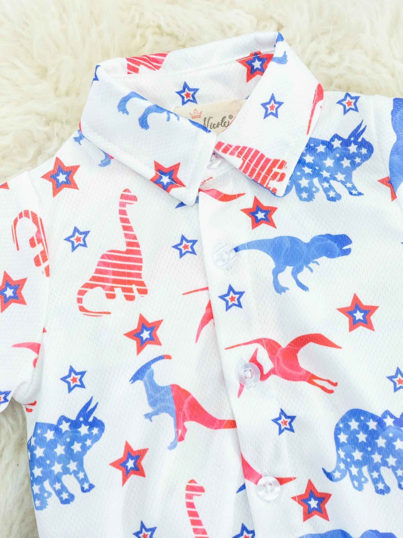 Patriotic Dinosaur Polo Romper - Image 3