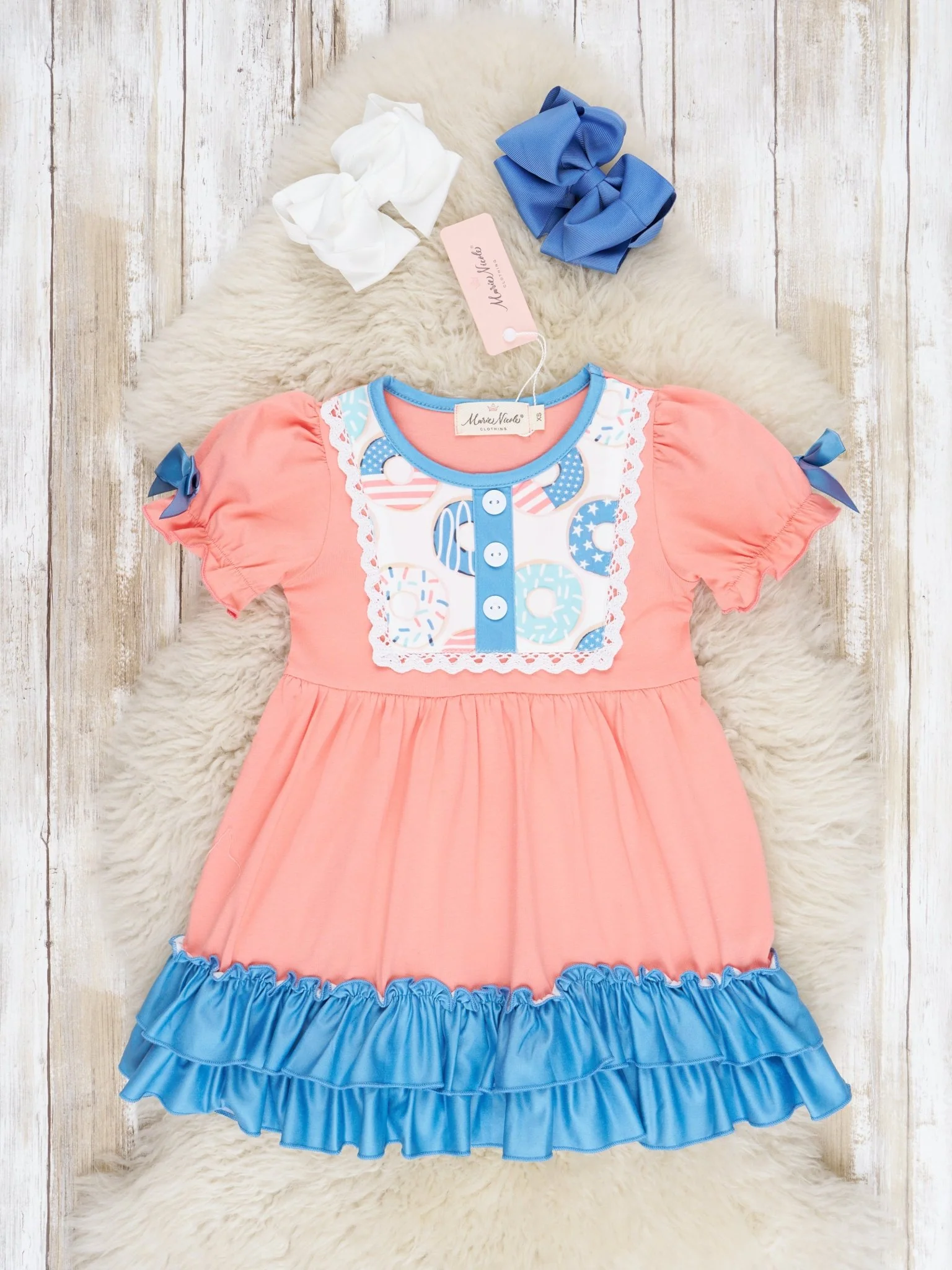 Patriotic Donut Ruffle Dress