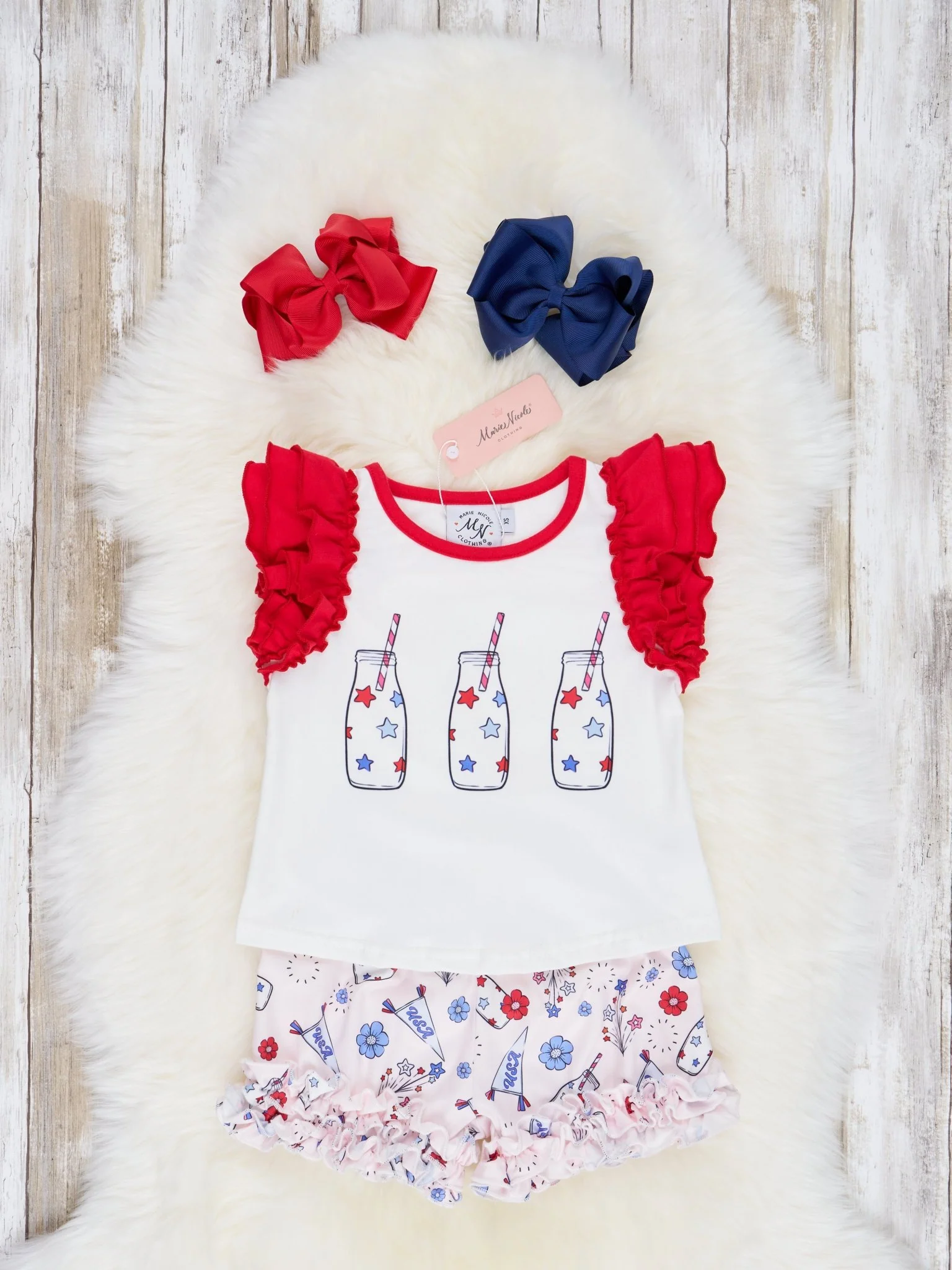 Patriotic Floral Icing Ruffle Outfit