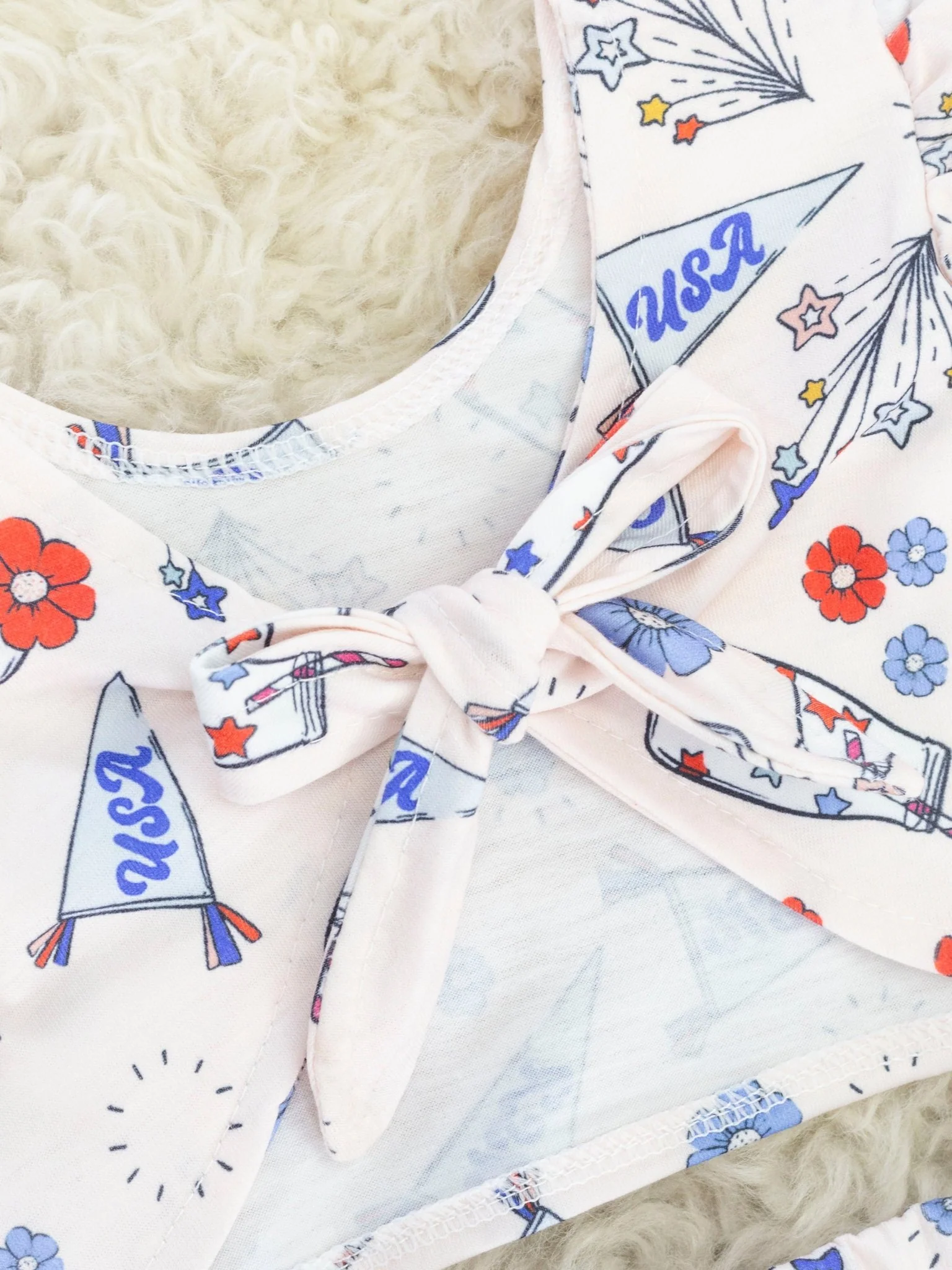 Patriotic Floral Tie Ruffle Bloomers Outfit - Image 3