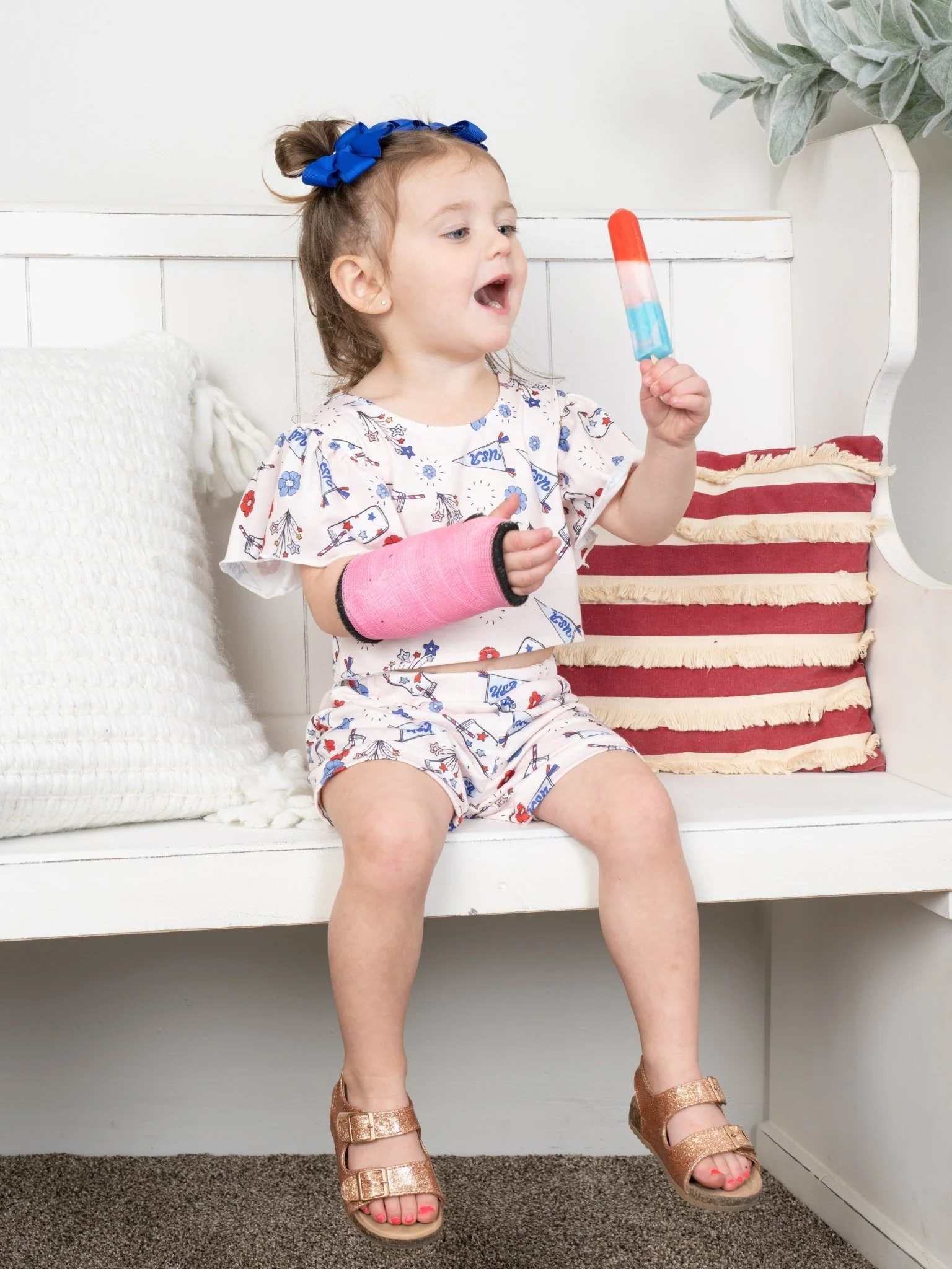 Patriotic Floral Tie Ruffle Bloomers Outfit - Image 6