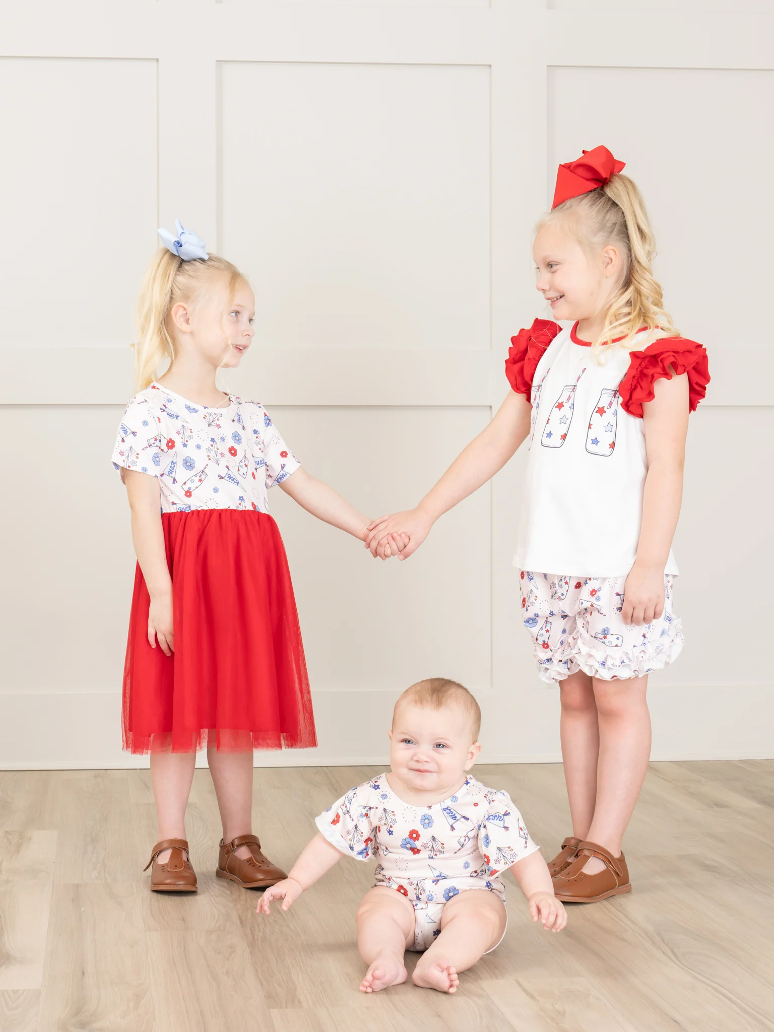 Patriotic Floral Tie Ruffle Bloomers Outfit - Image 7