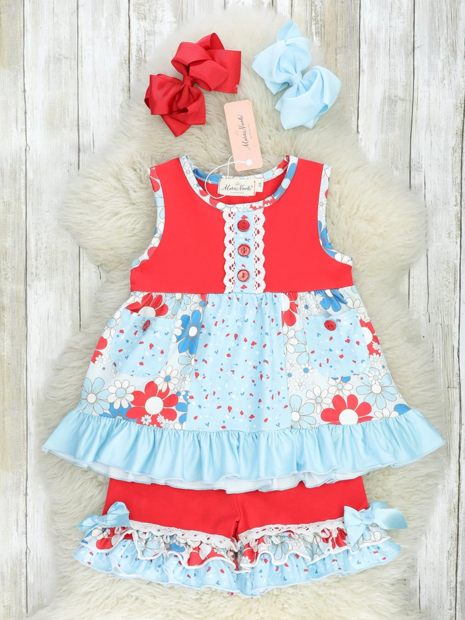 Patriotic Floral Ruffle Outfit