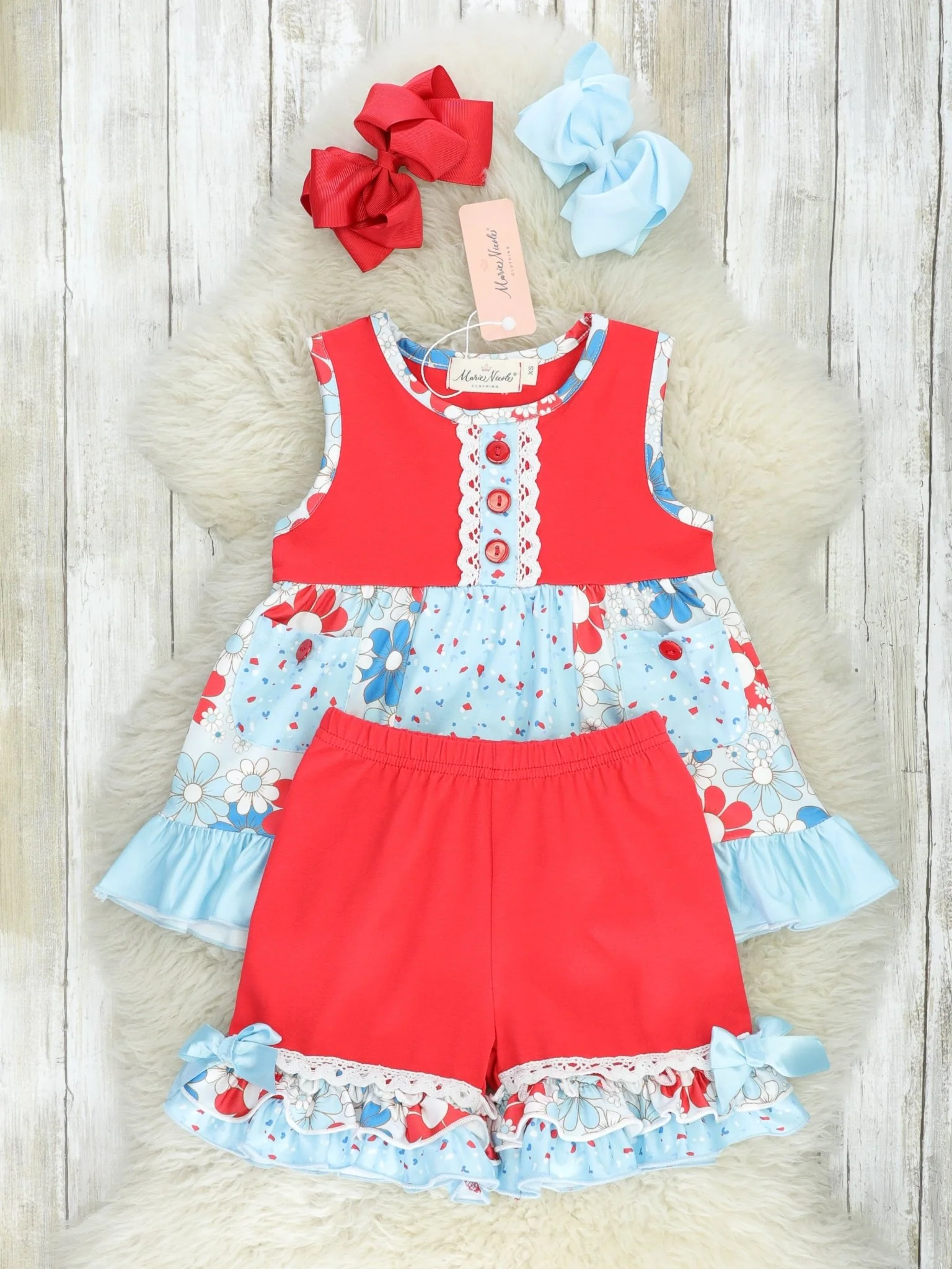 Patriotic Floral Ruffle Outfit - Image 2