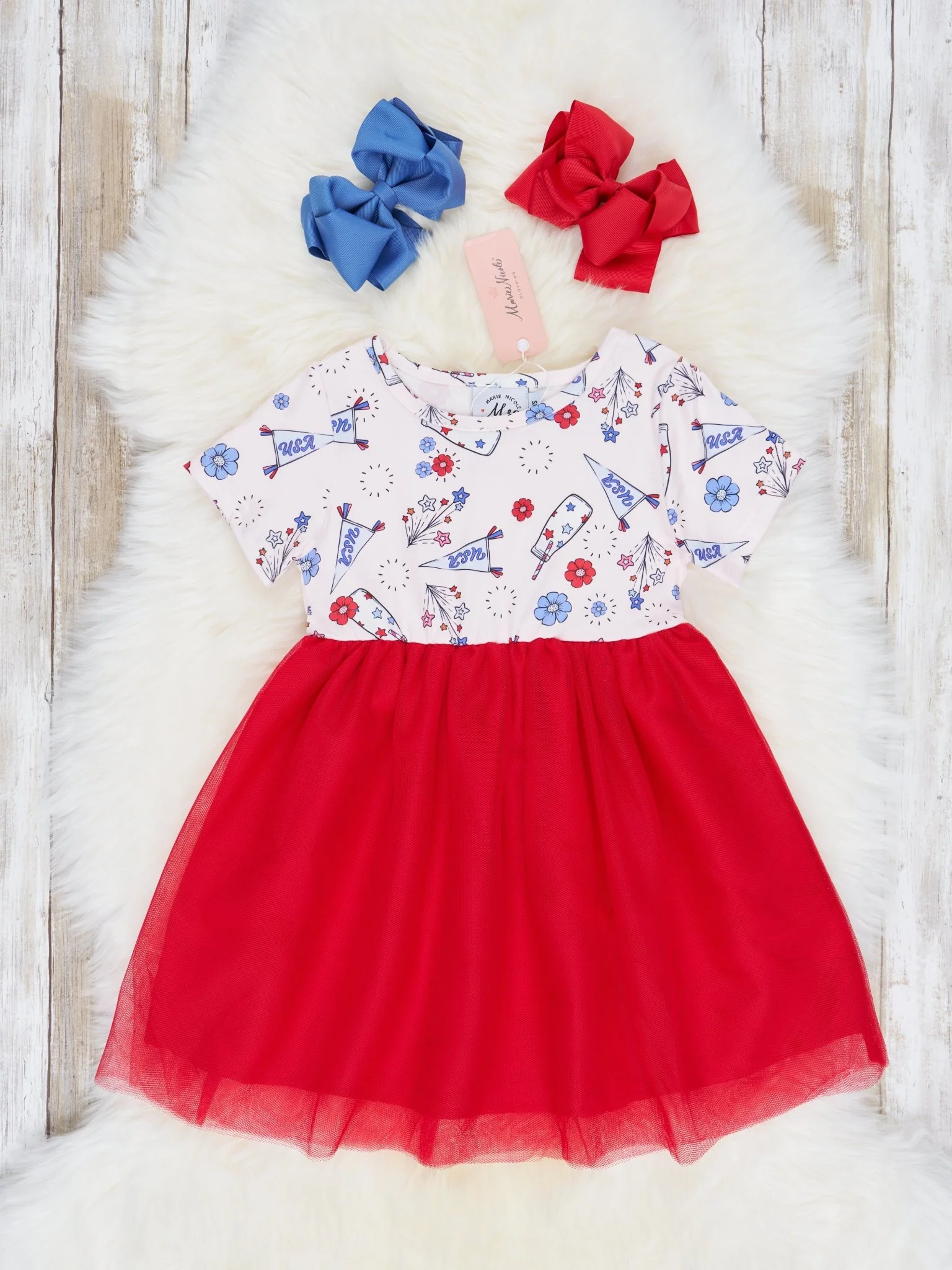 Patriotic Floral Tulle Dress