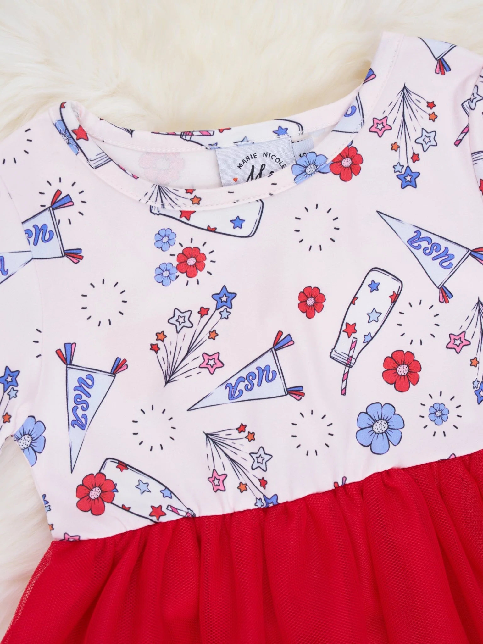 Patriotic Floral Tulle Dress - Image 2