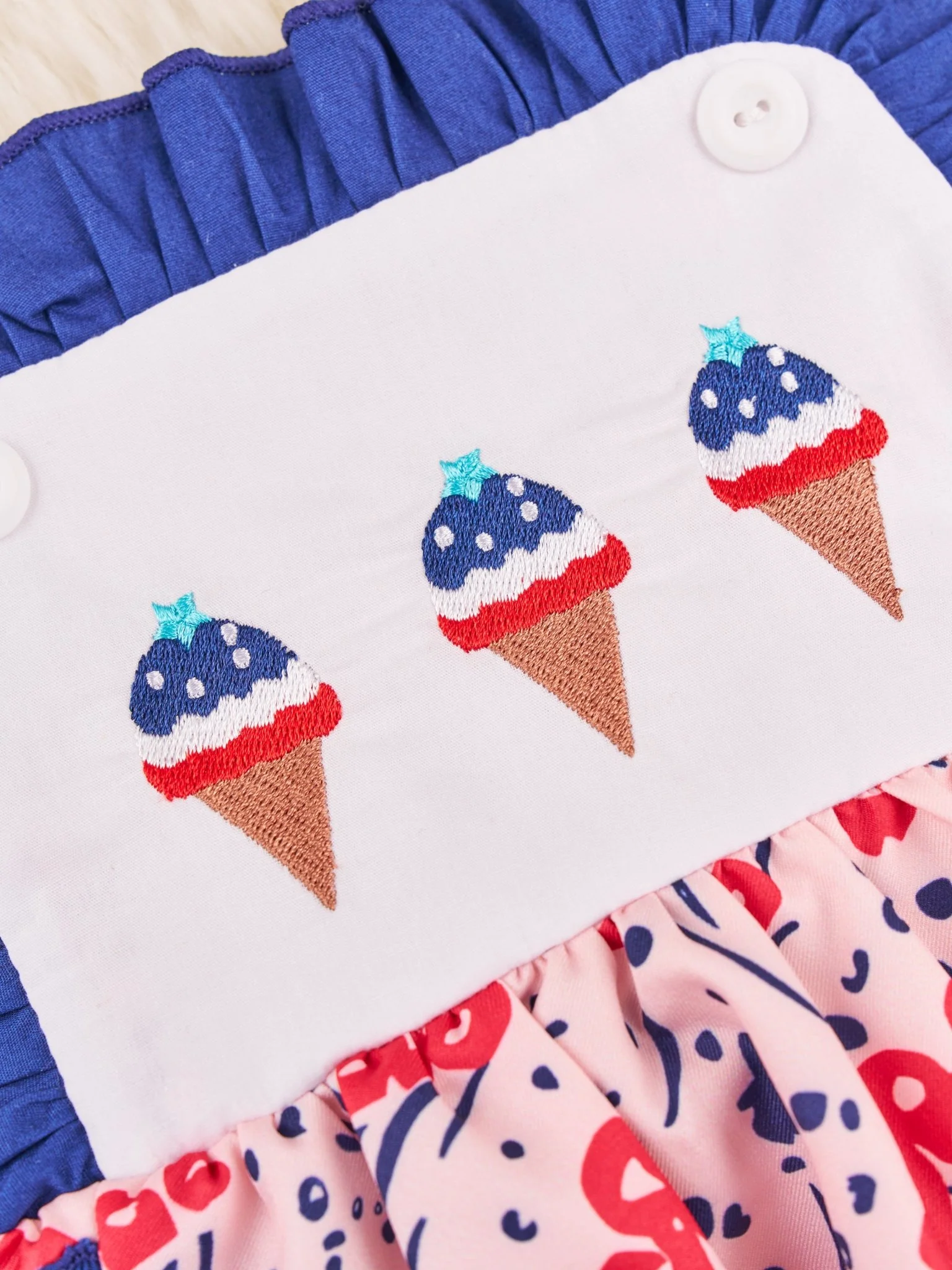Patriotic Ice Cream Ruffle Bubble Romper - Image 3