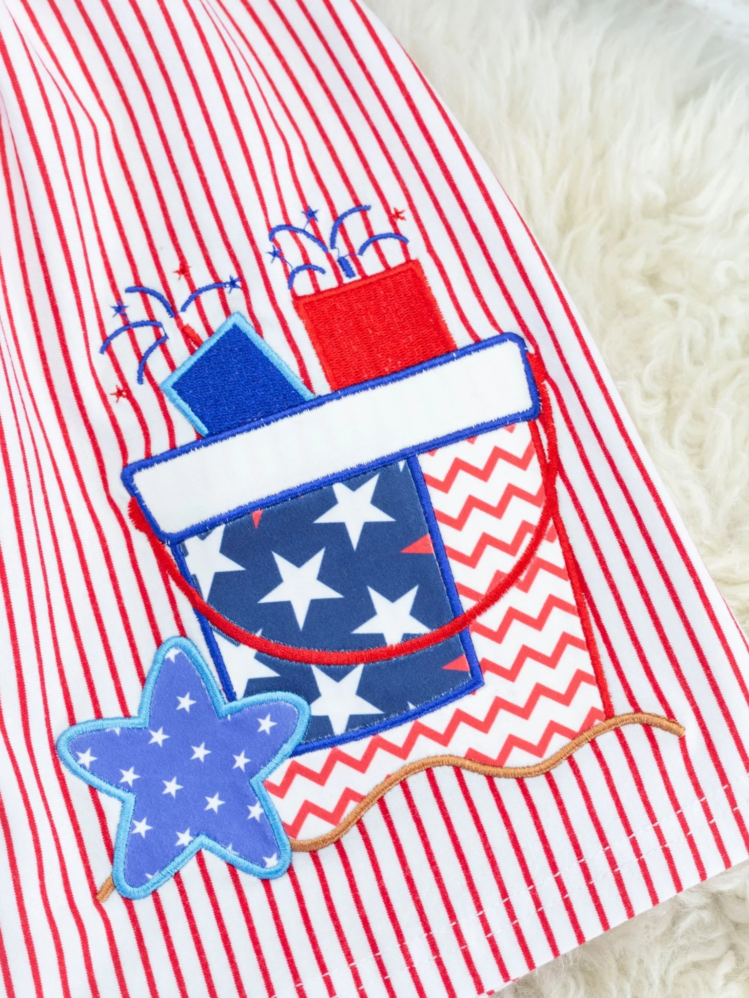 Patriotic Pinstripe Beach Bucket Ruffle Outfit - Image 4