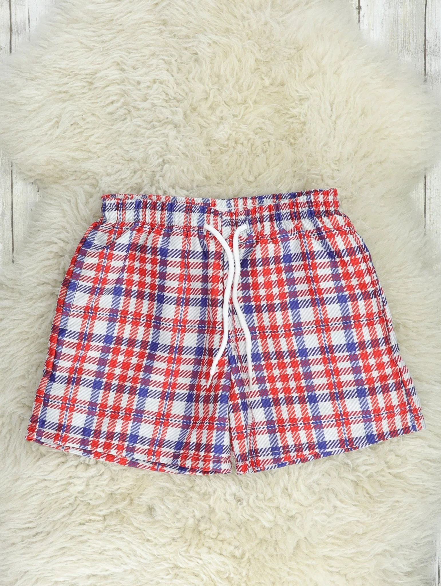 Patriotic Plaid Swim Trunks