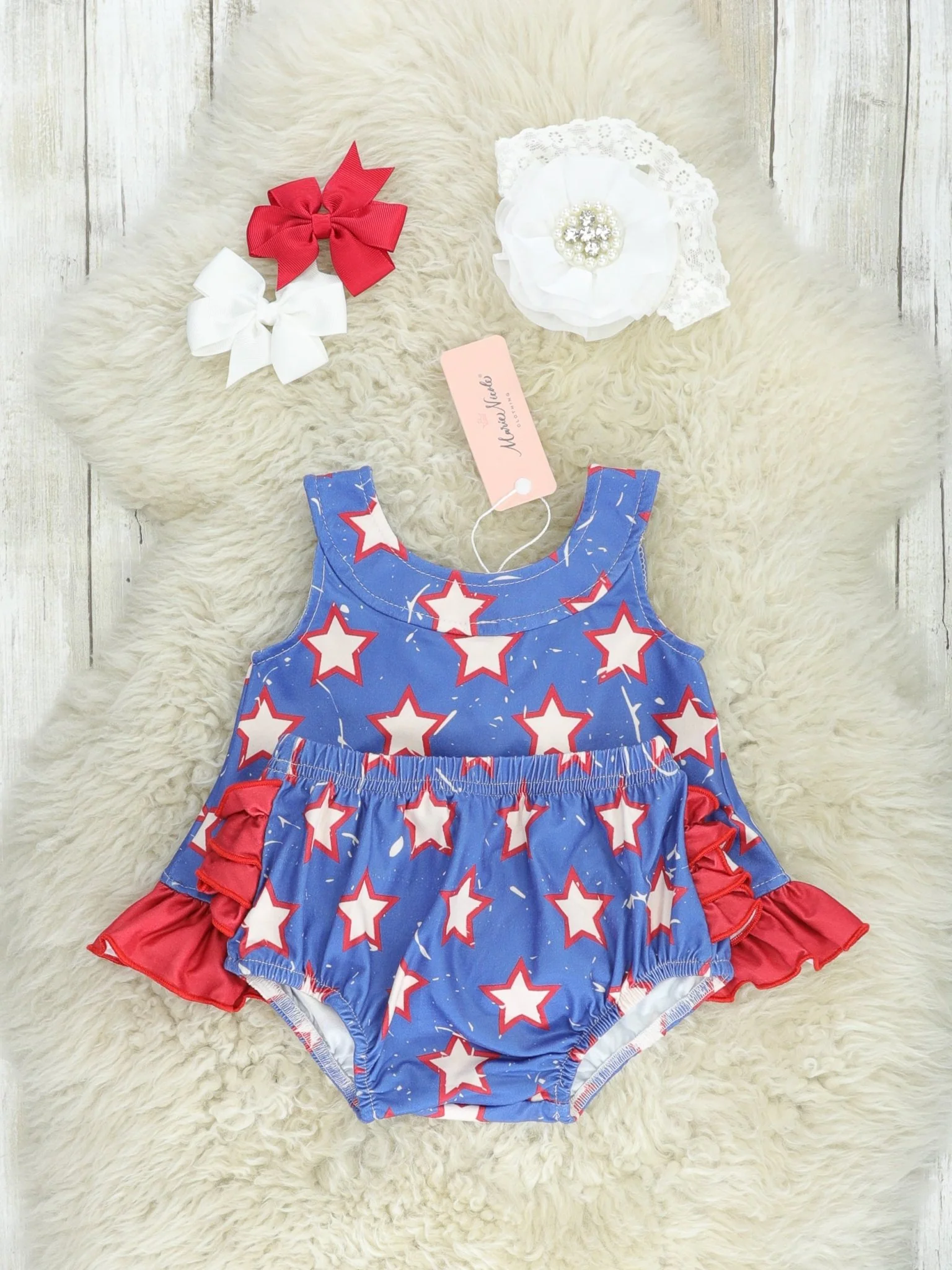 Patriotic Star Ruffle Bloomers Outfit - Image 2