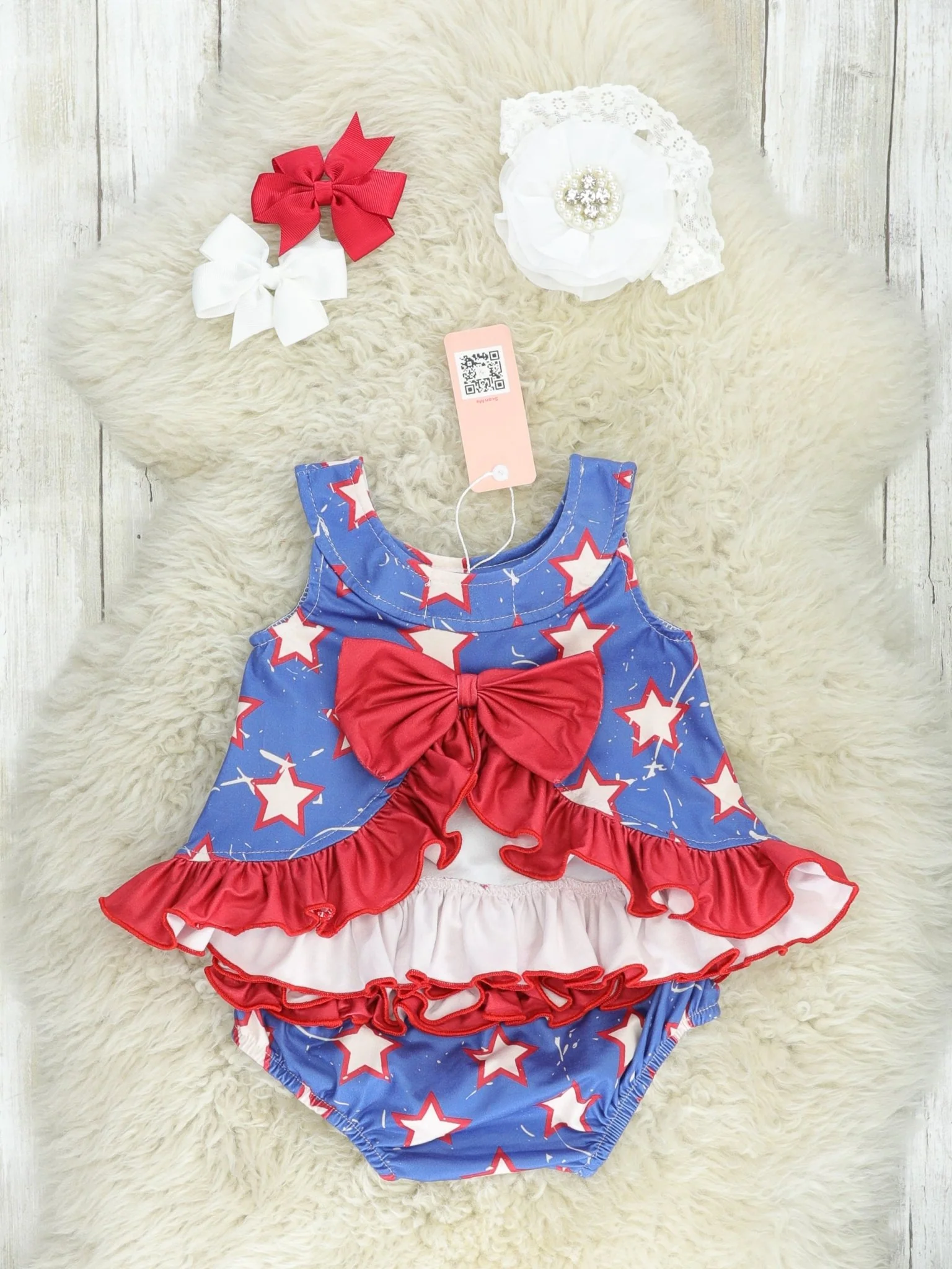 Patriotic Star Ruffle Bloomers Outfit - Image 3