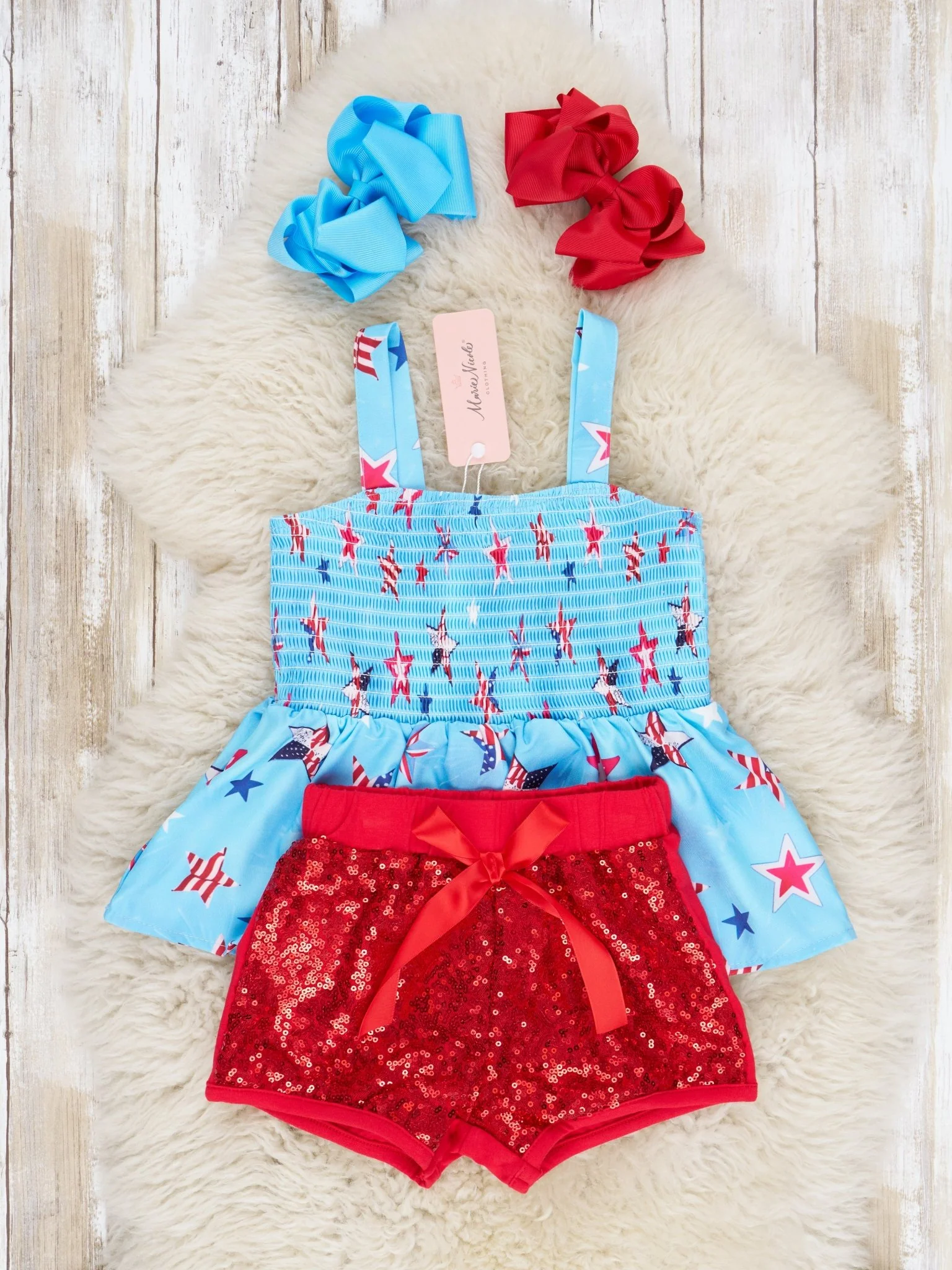 Patriotic Stars Smocked Sequin Outfit - Image 2