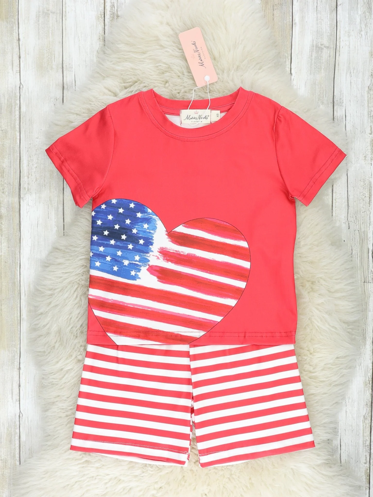 Patriotic Stripe Heart Outfit