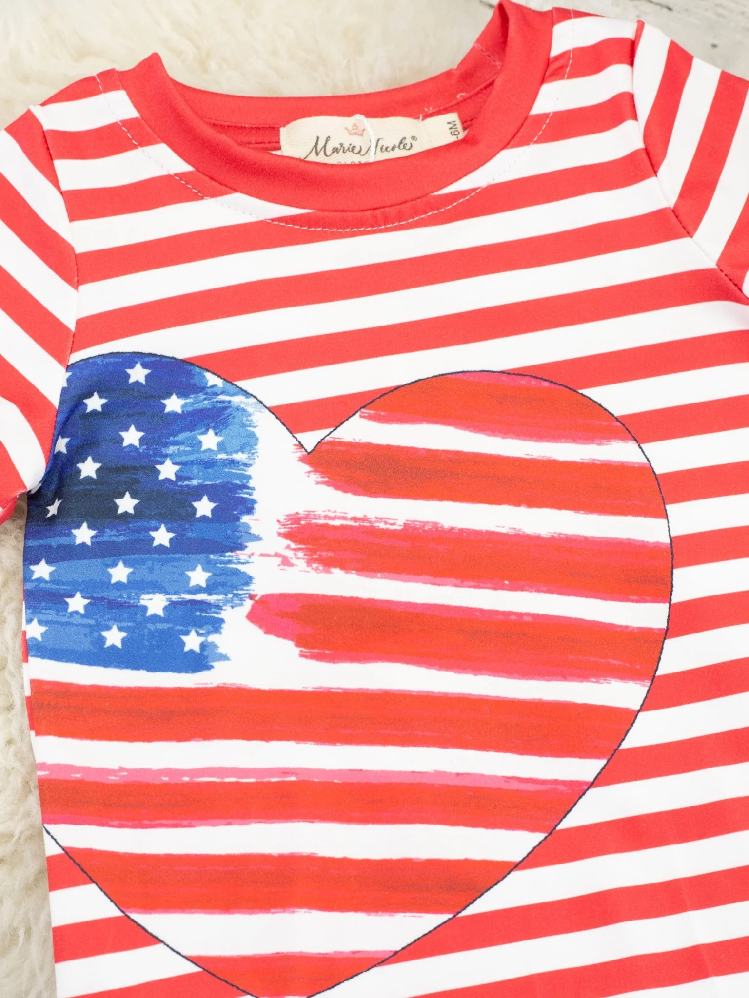 Patriotic Stripe Heart Romper - Image 3