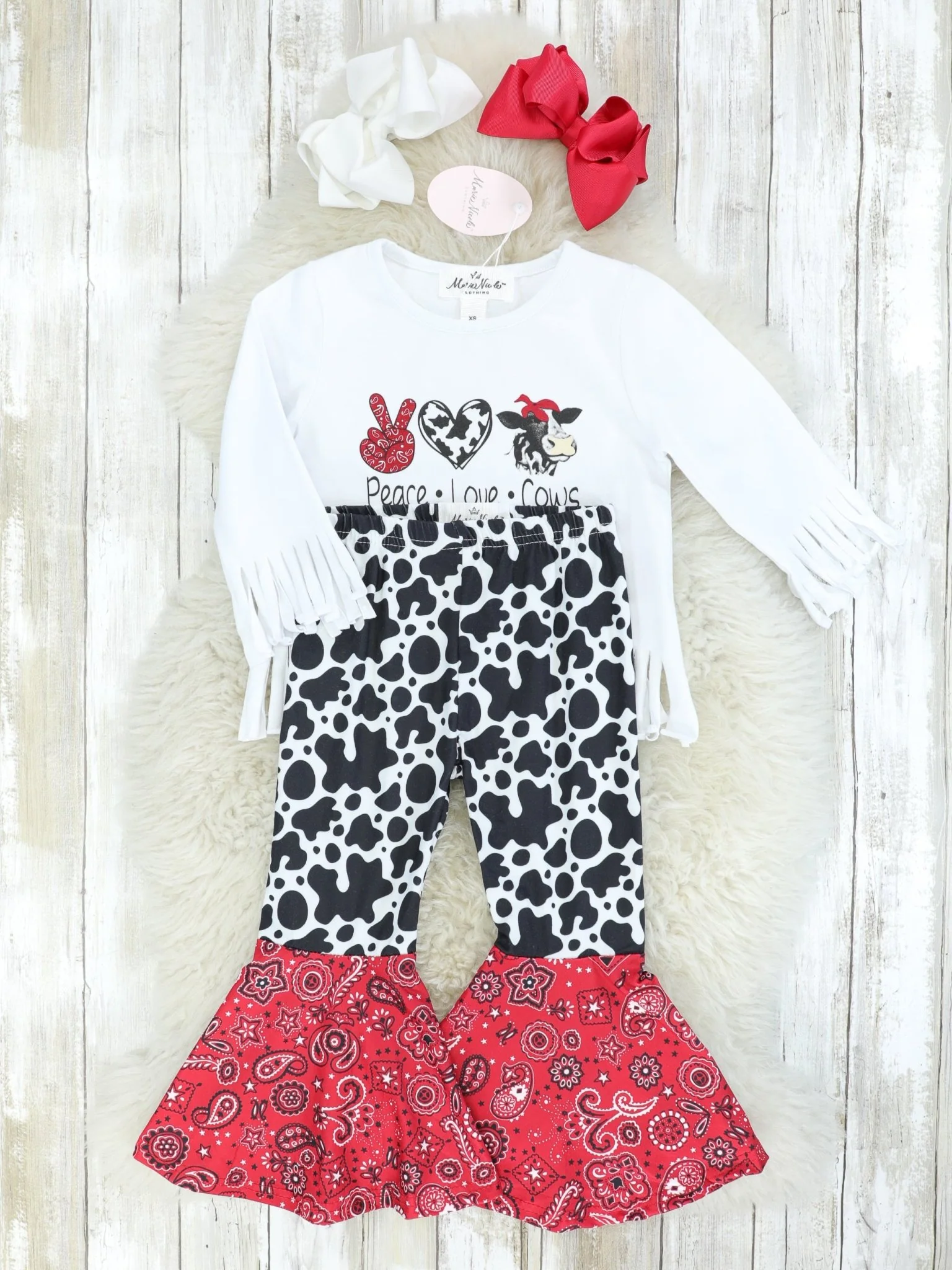 Peace, Love, & Cows Fringe Top & Bell Bottoms Outfit - Image 4
