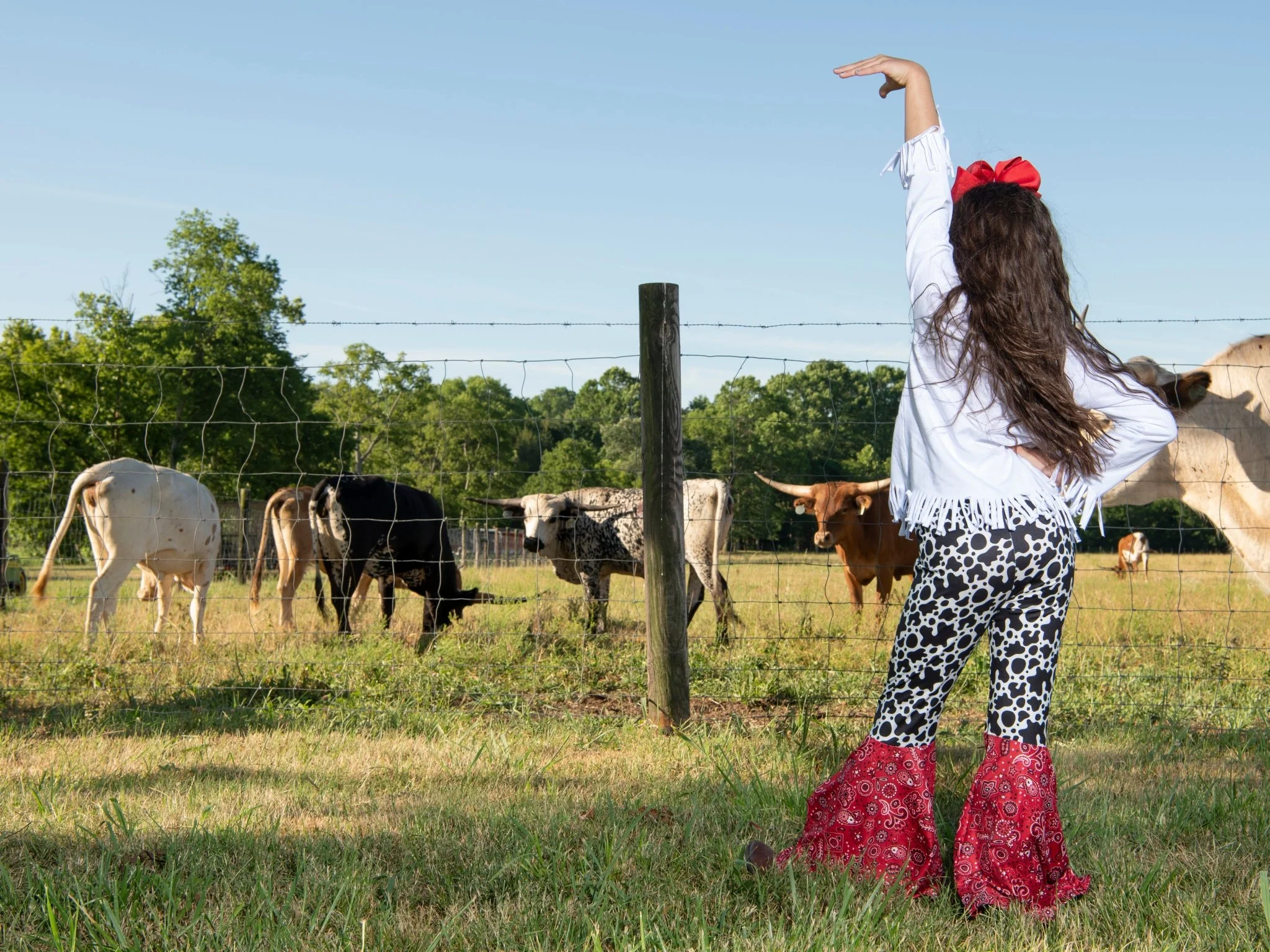 Peace, Love, & Cows Fringe Top & Bell Bottoms Outfit - Image 6