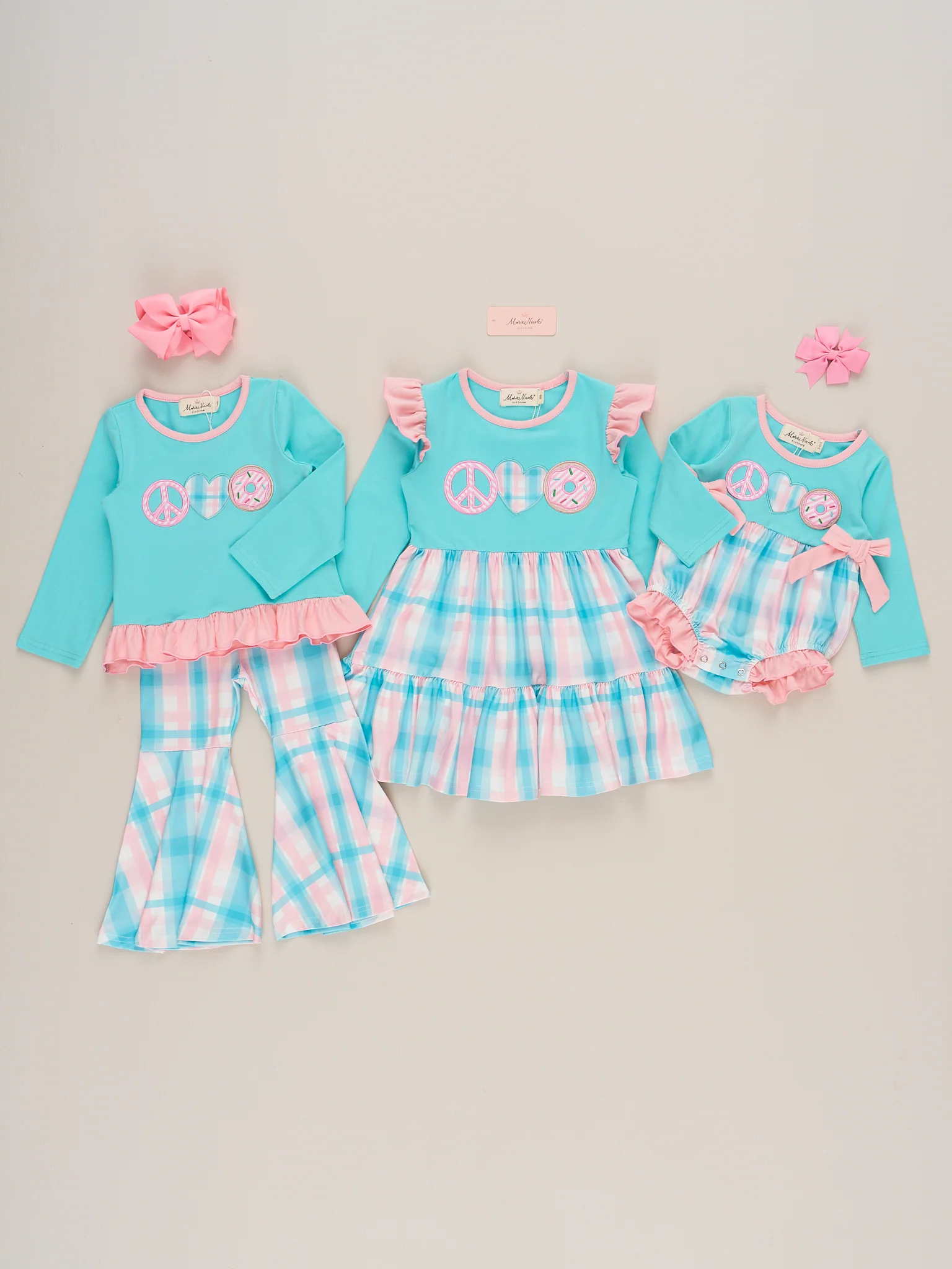 Peace Love Donuts Ruffle Bubble Romper - Image 3