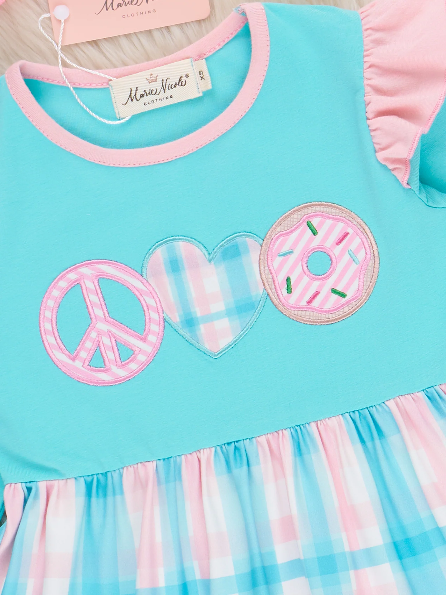 Peace Love Donuts Ruffle Dress - Image 3