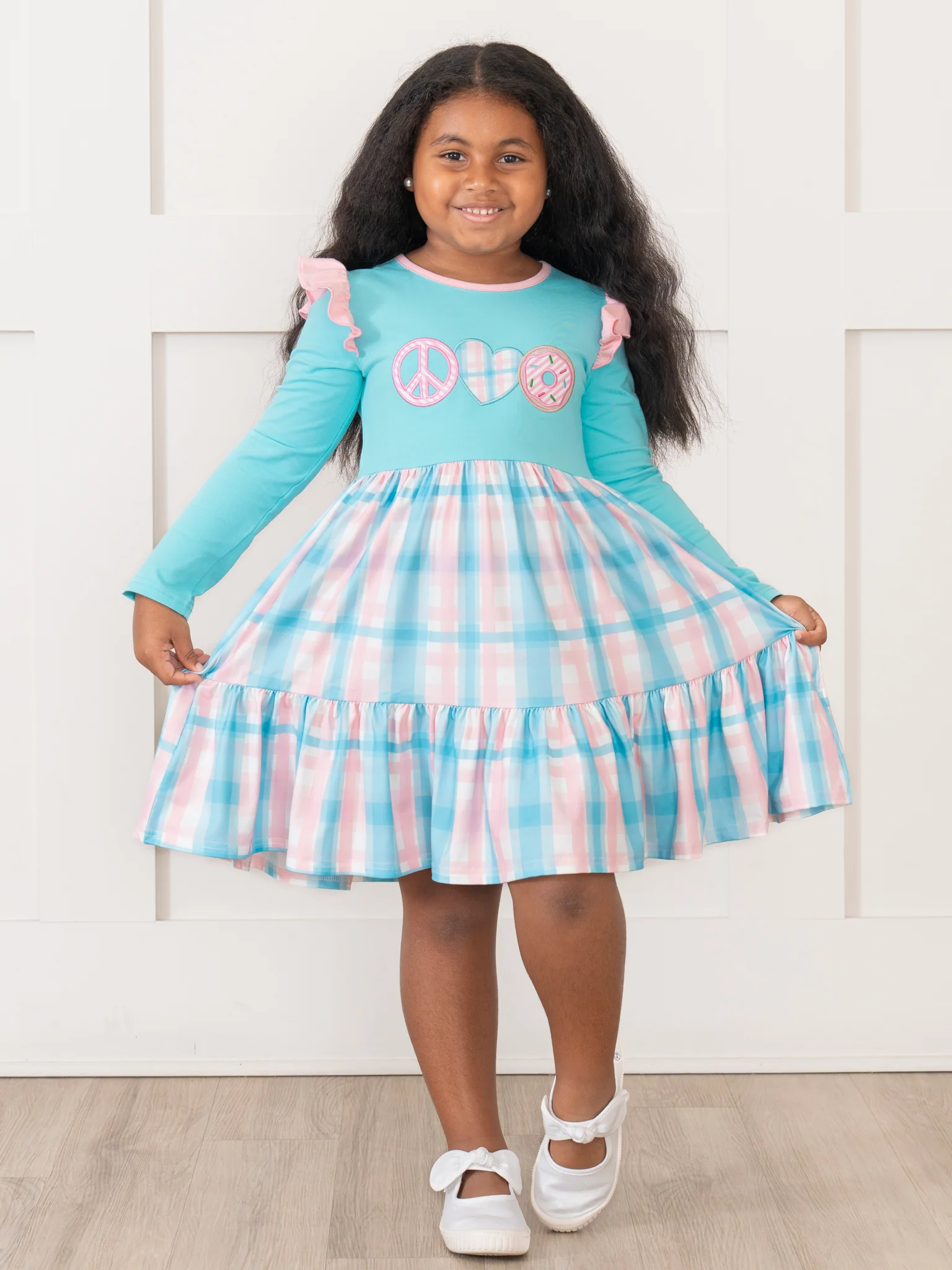 Peace Love Donuts Ruffle Dress - Image 5