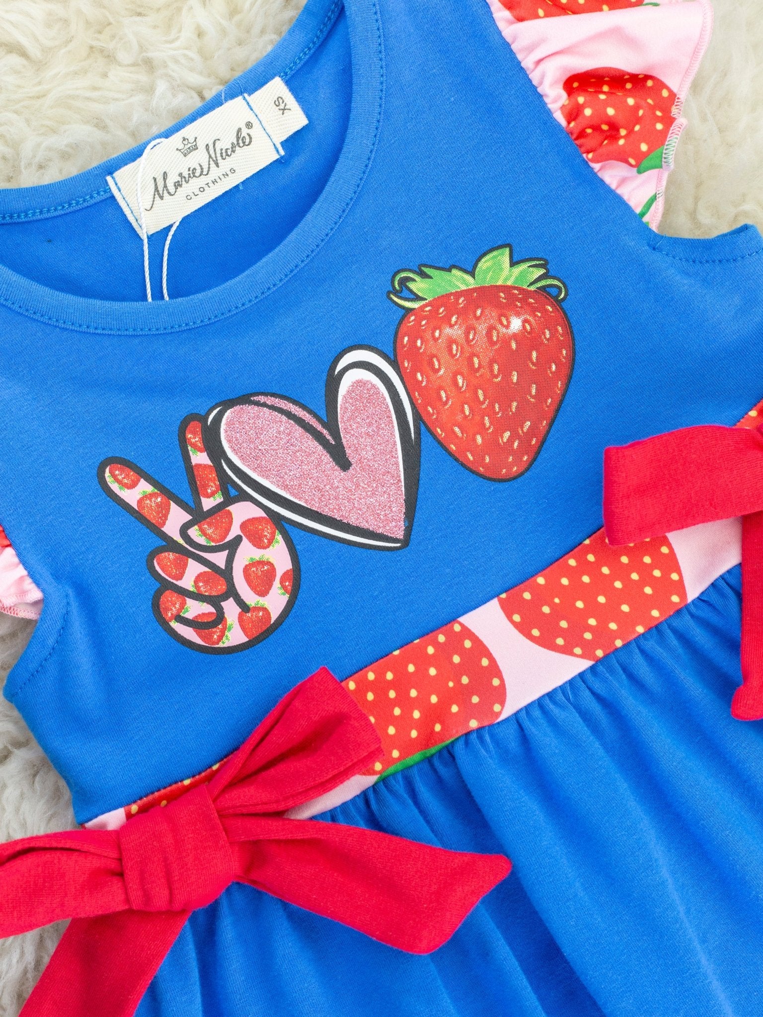 Peace, Love, Strawberry Ruffle Dress - Image 2