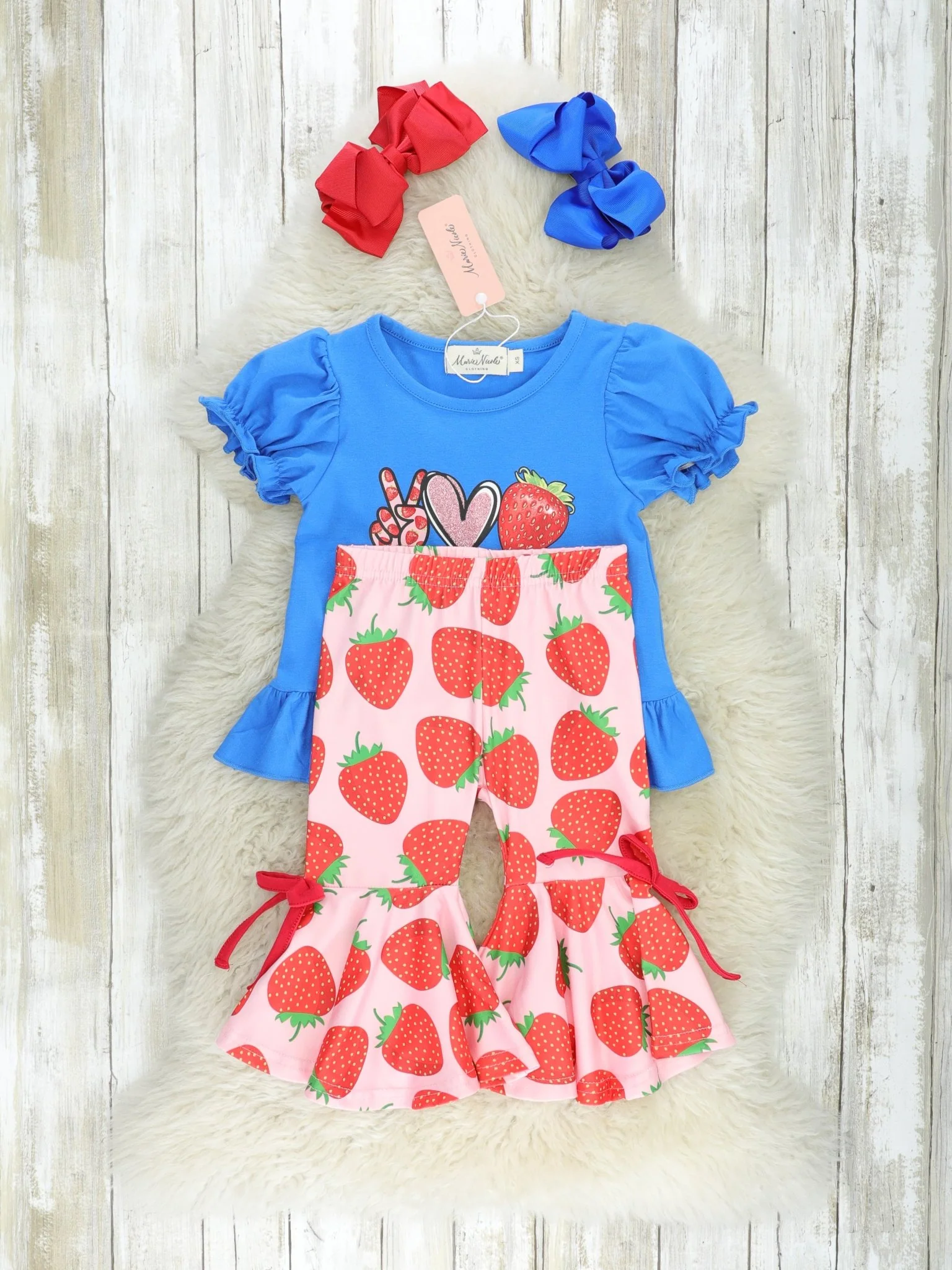 Peace, Love, Strawberry Ruffle Outfit - Image 2