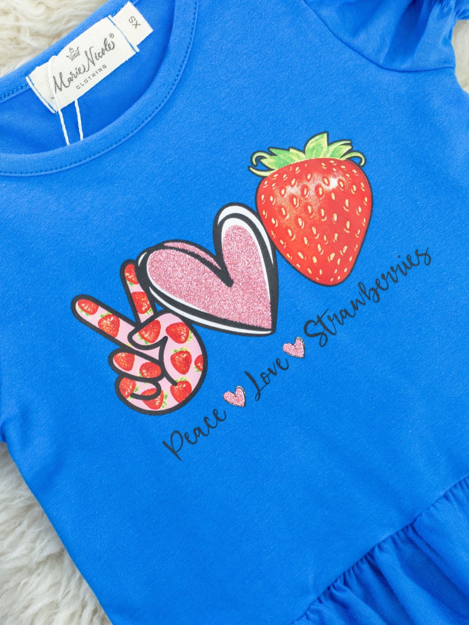 Peace, Love, Strawberry Ruffle Outfit - Image 3