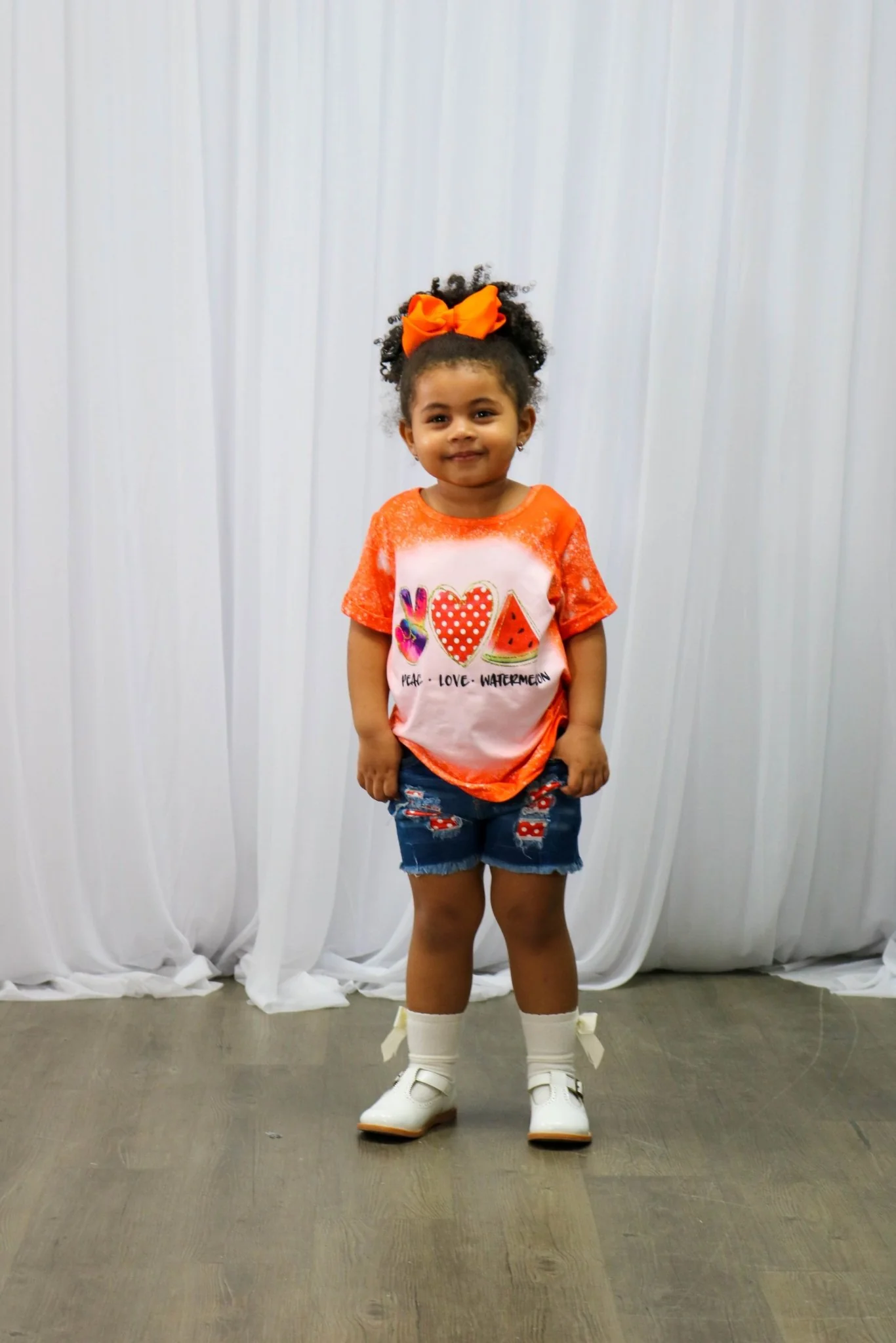 Peace Love Watermelon Distressed Denim Outfit - Image 3