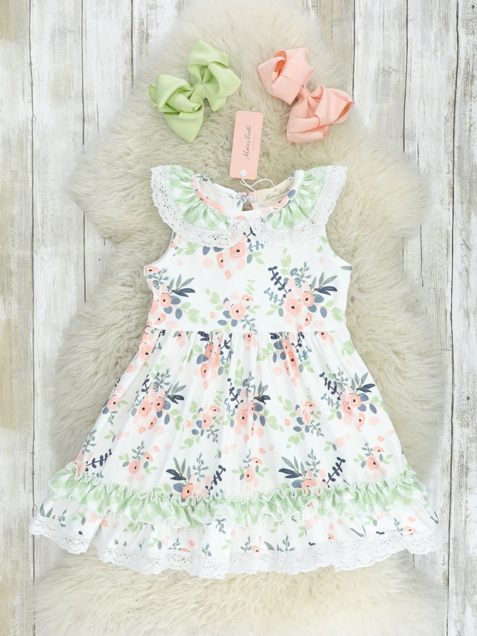 Peach Anemone Ruffle Dress