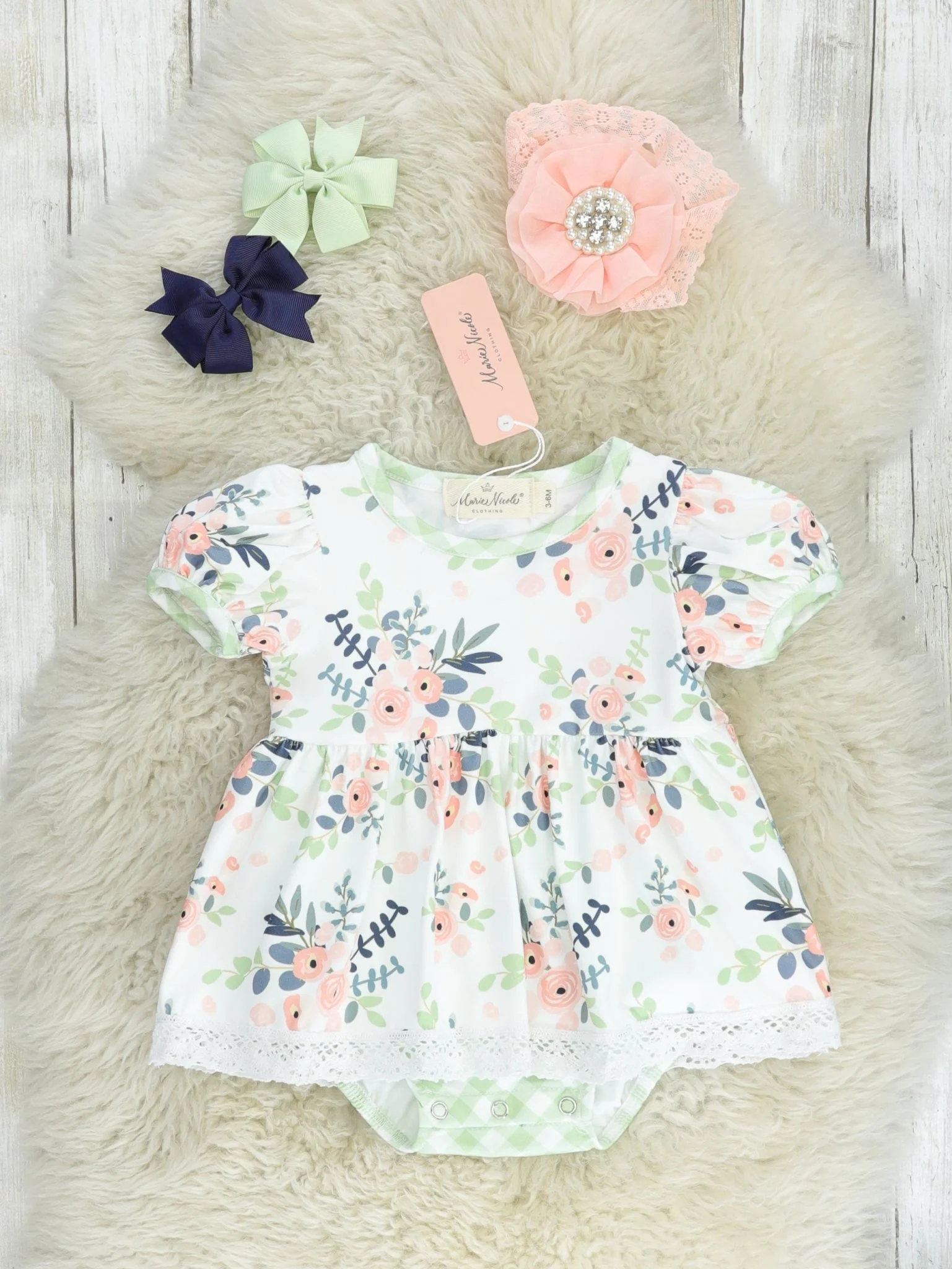 Peach Anemone Ruffle Dressy Bubble Romper
