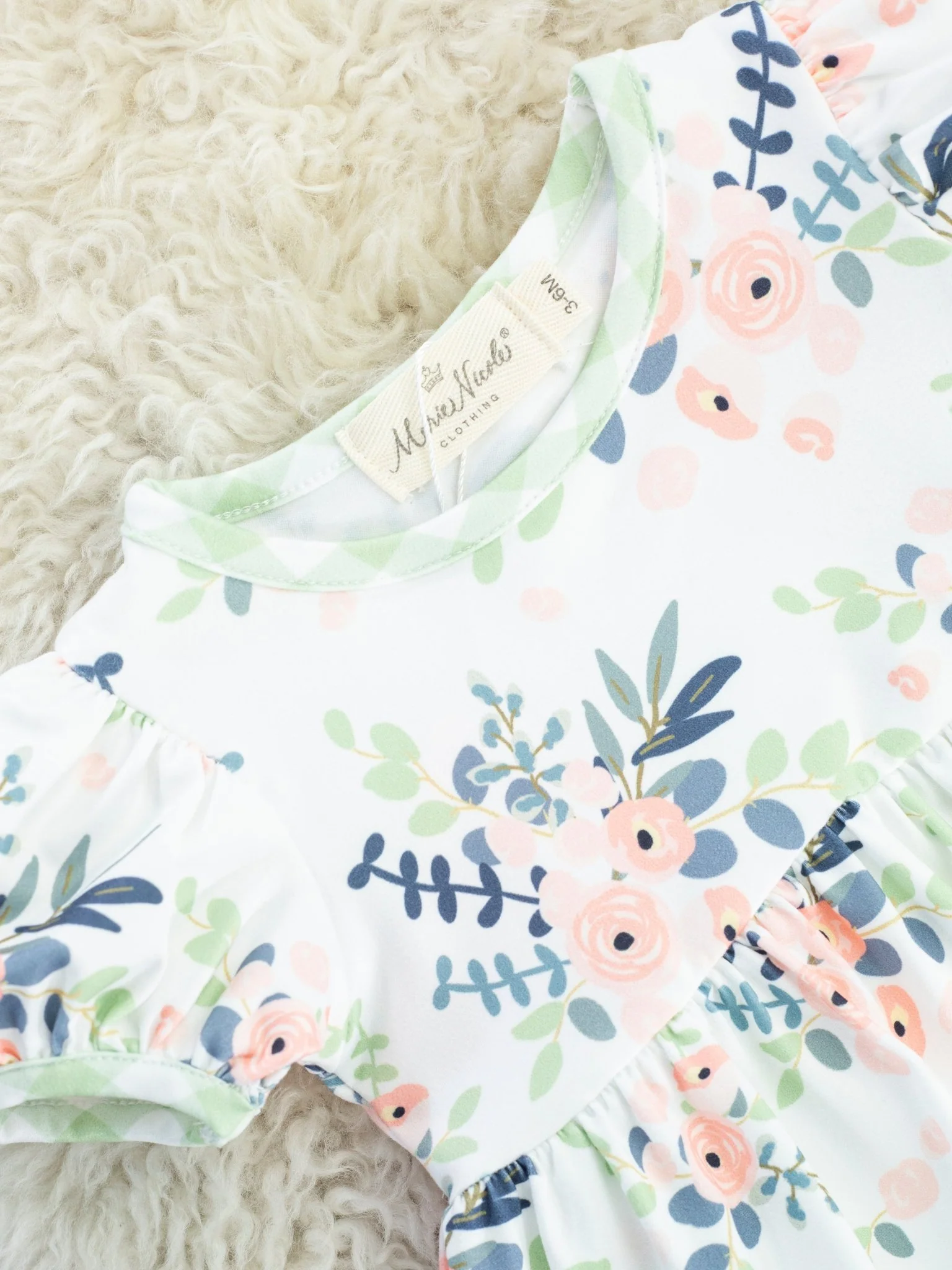 Peach Anemone Ruffle Dressy Bubble Romper - Image 2